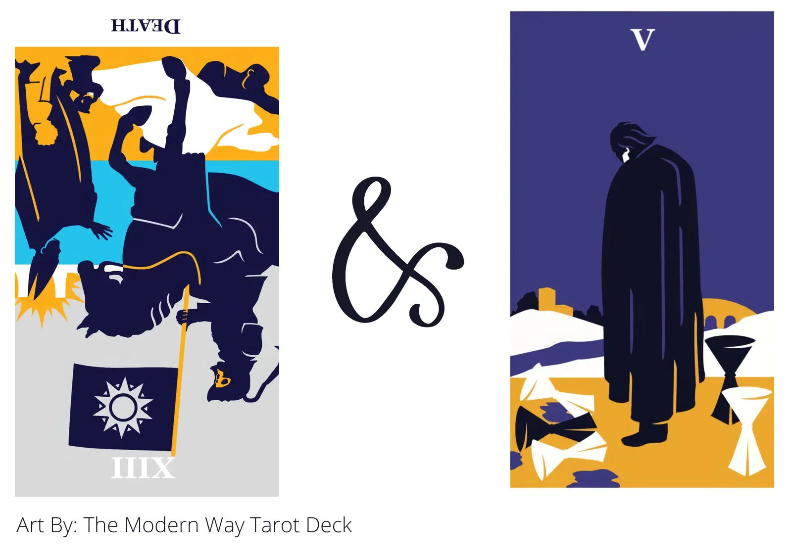 death reversed and five of cups tarot cards together