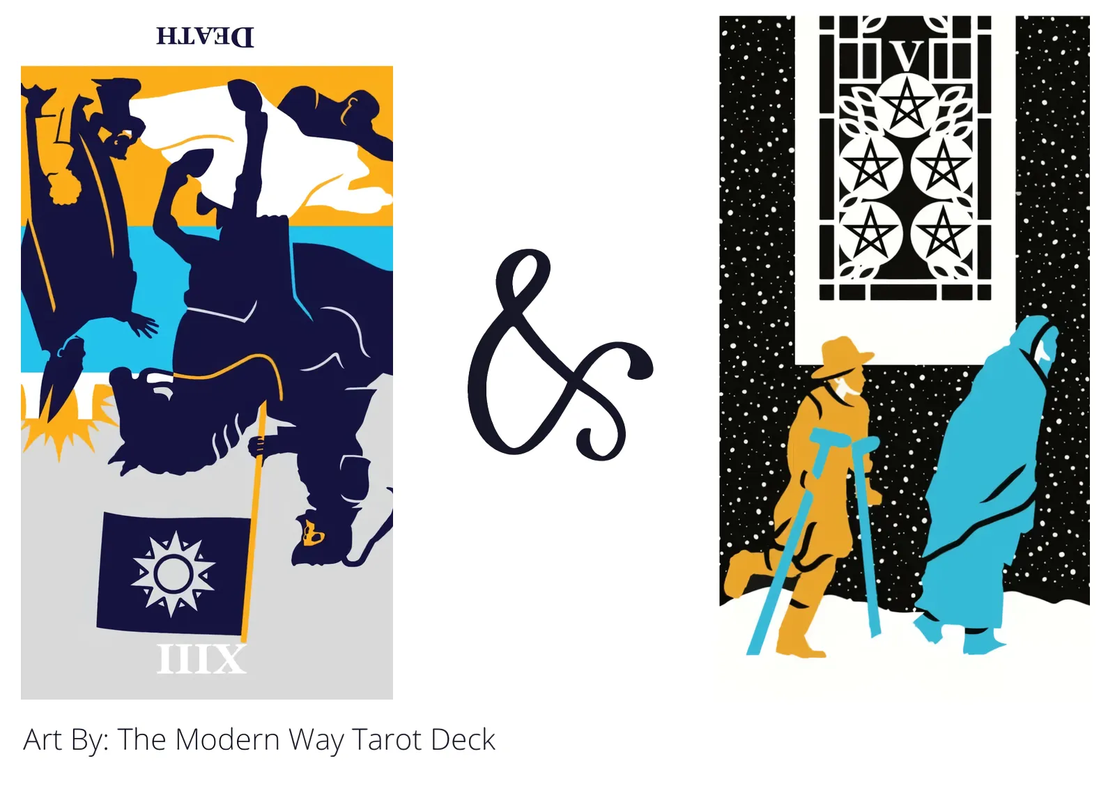 death reversed and five of pentacles tarot cards together