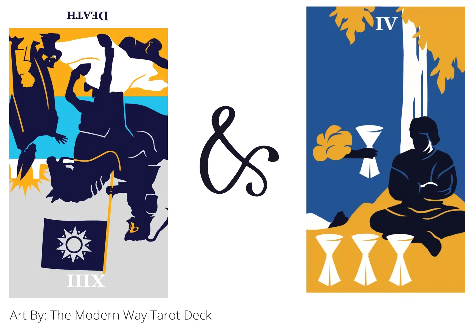 death reversed and four of cups tarot cards together
