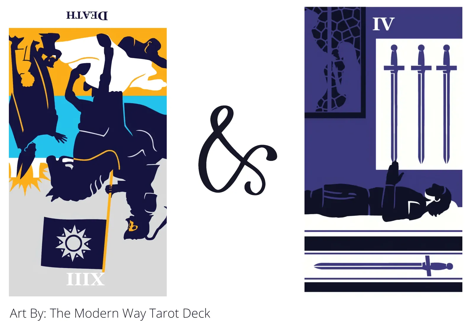 death reversed and four of swords tarot cards together