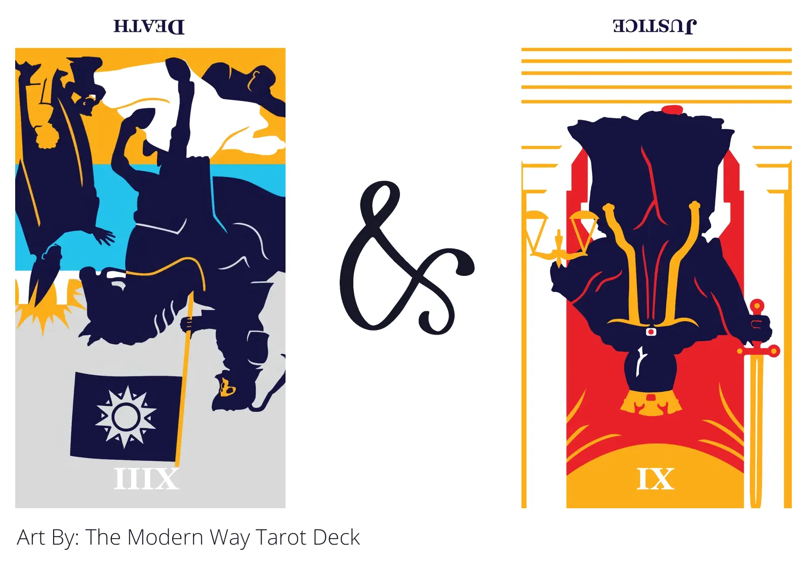 death reversed and justice reversed tarot cards together