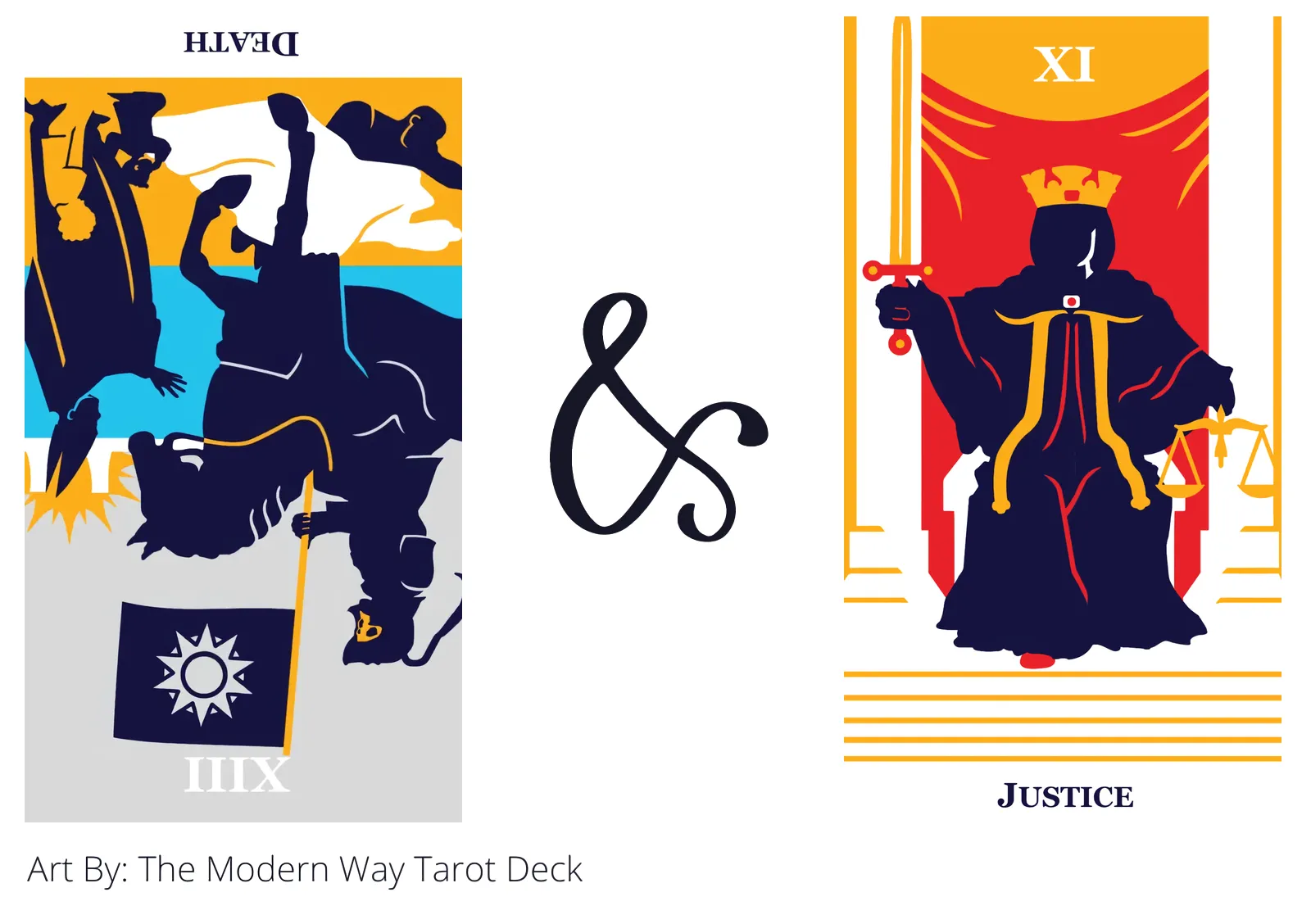 death reversed and justice tarot cards together