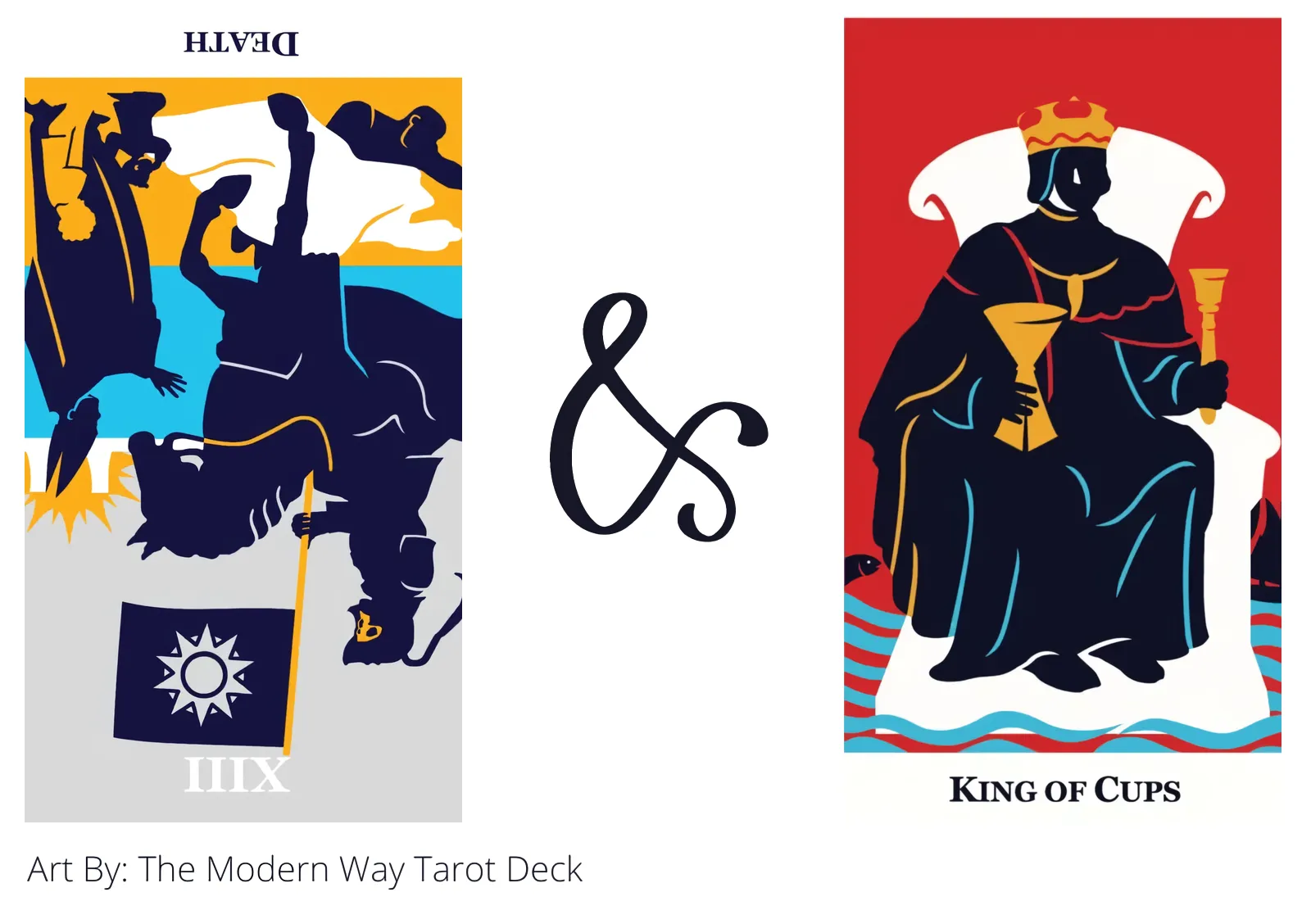 death reversed and king of cups tarot cards together