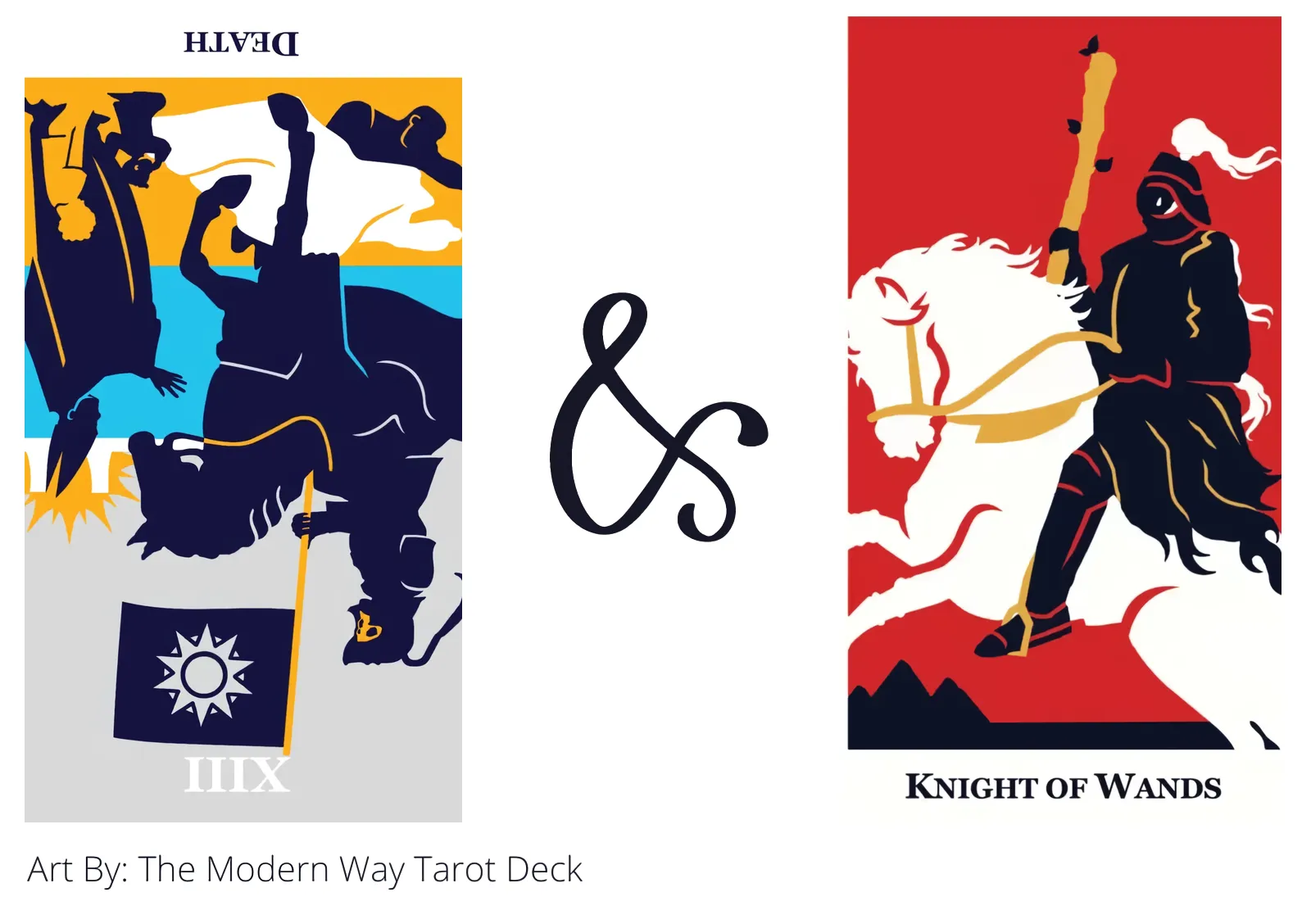 death reversed and knight of wands tarot cards together