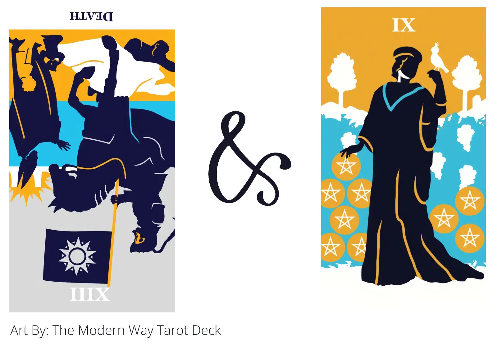 death reversed and nine of pentacles tarot cards together