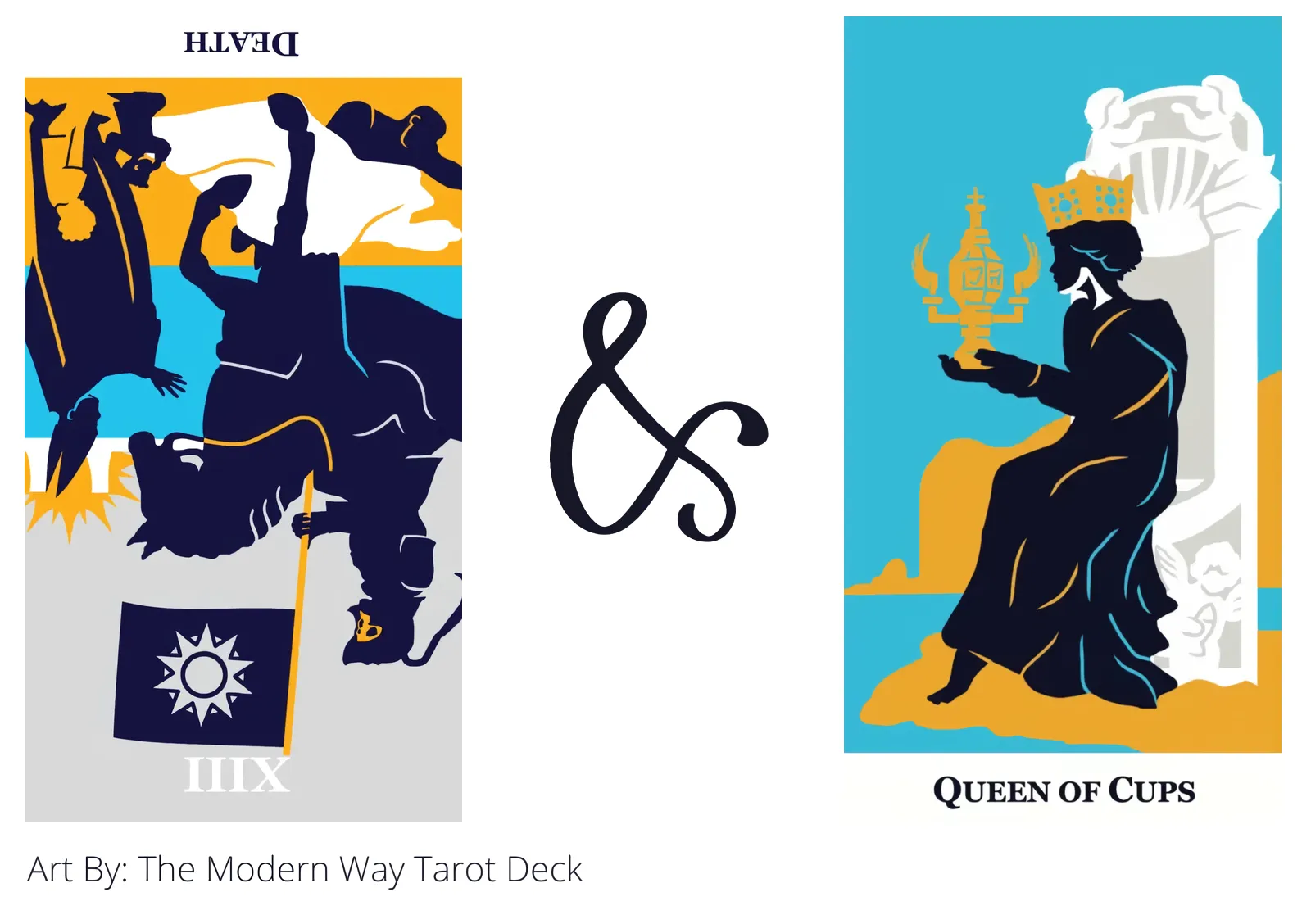 death reversed and queen of cups tarot cards together