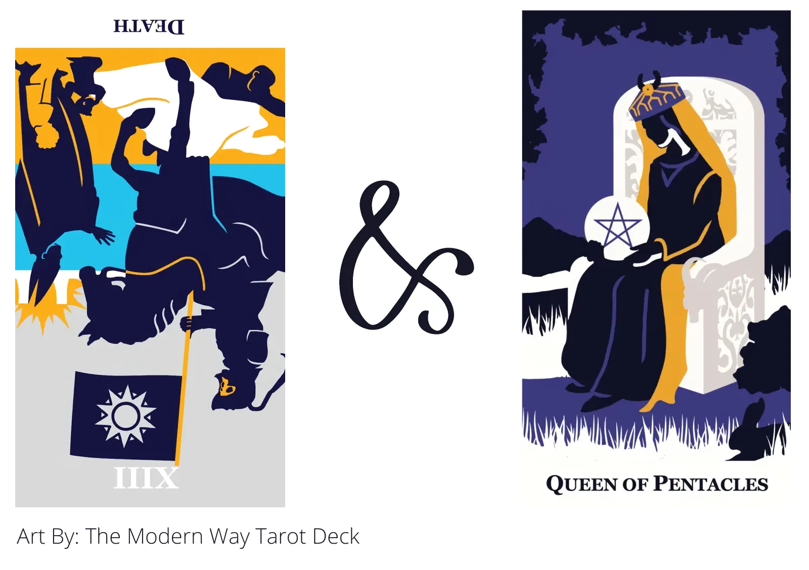 death reversed and queen of pentacles tarot cards together