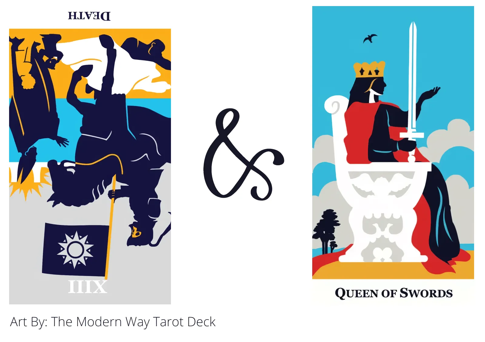 death reversed and queen of swords tarot cards together