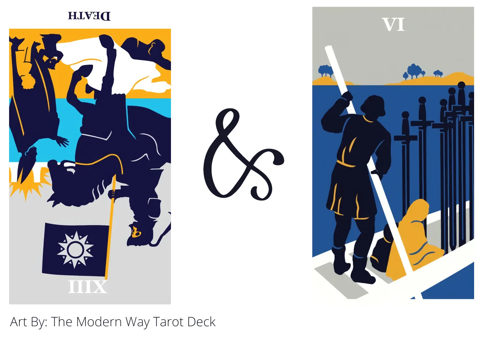 death reversed and six of swords tarot cards together