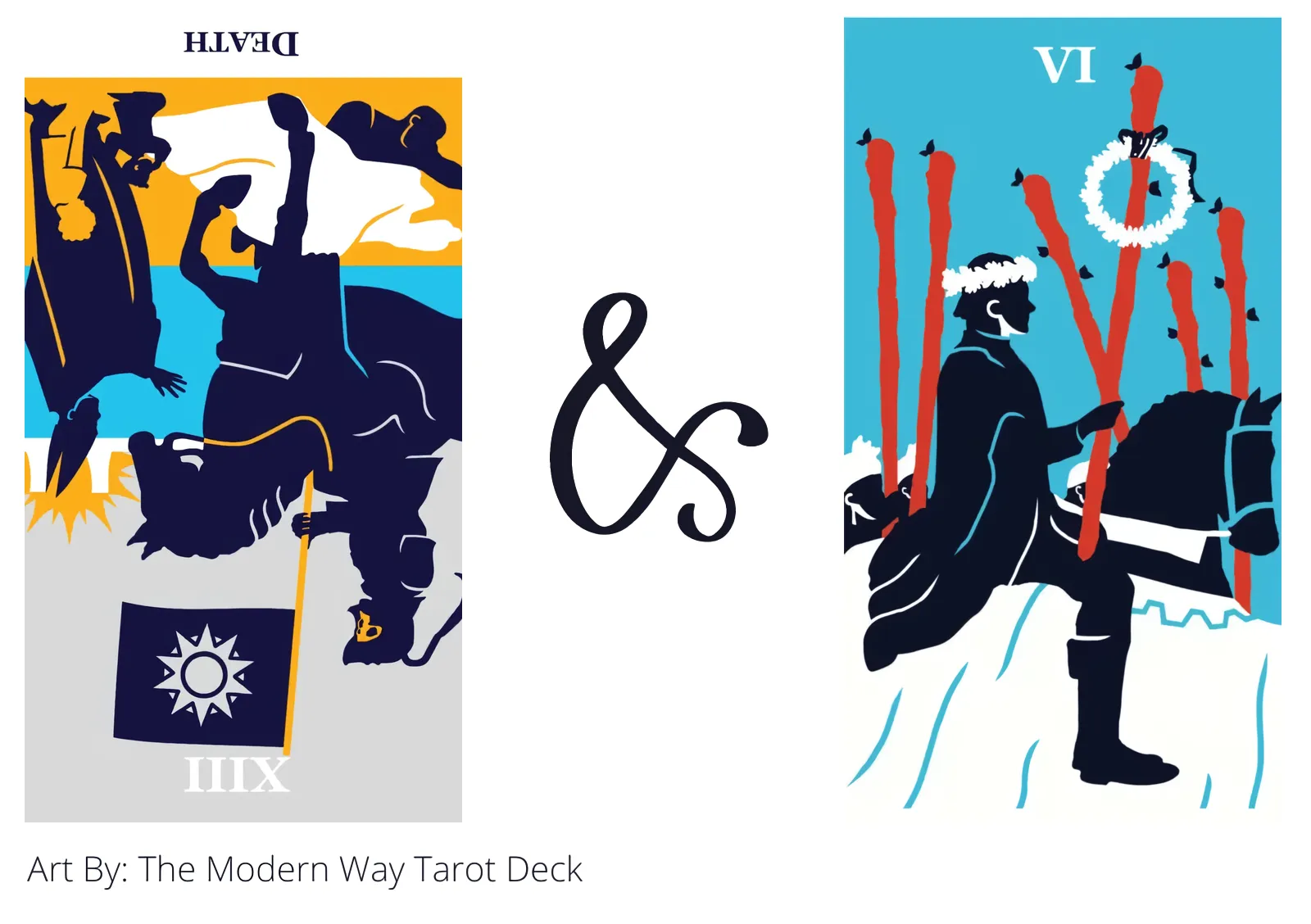 death reversed and six of wands tarot cards together