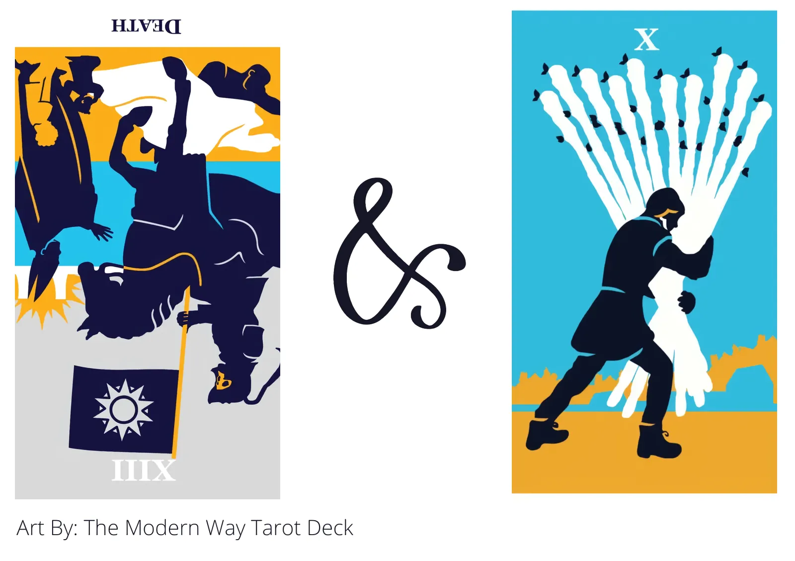 death reversed and ten of wands tarot cards together