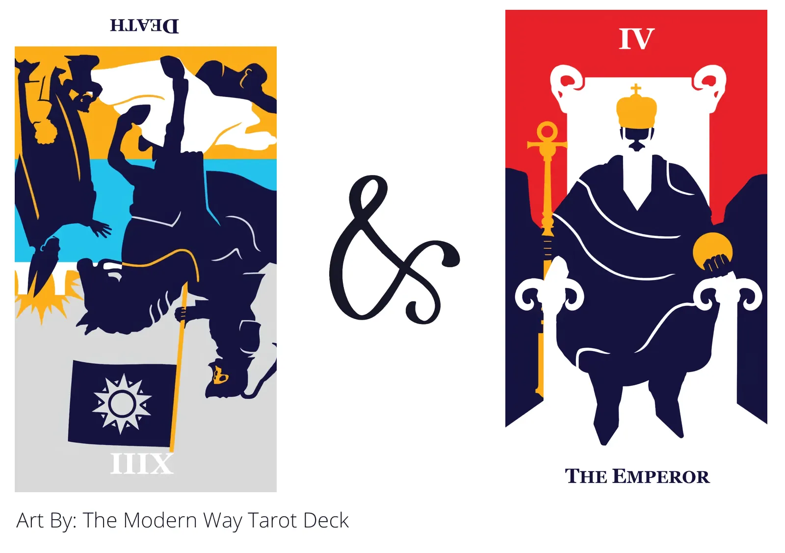 death reversed and the emperor tarot cards together