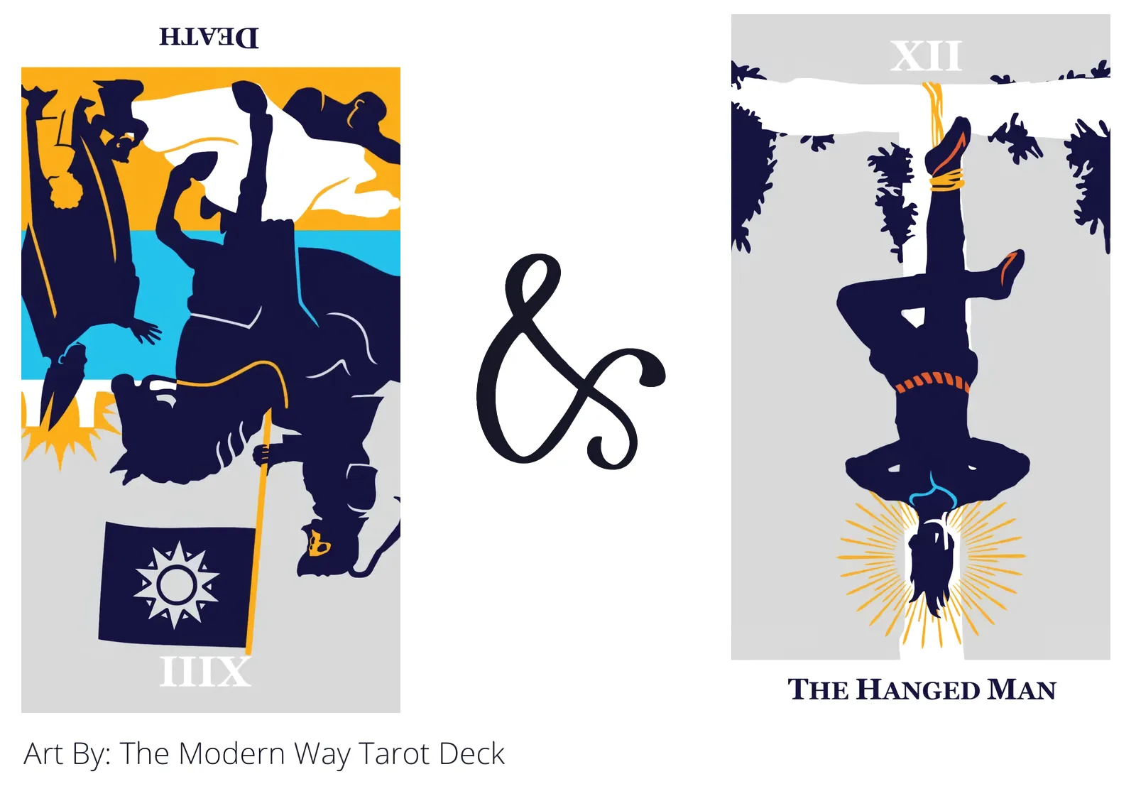 death reversed and the hanged man tarot cards together