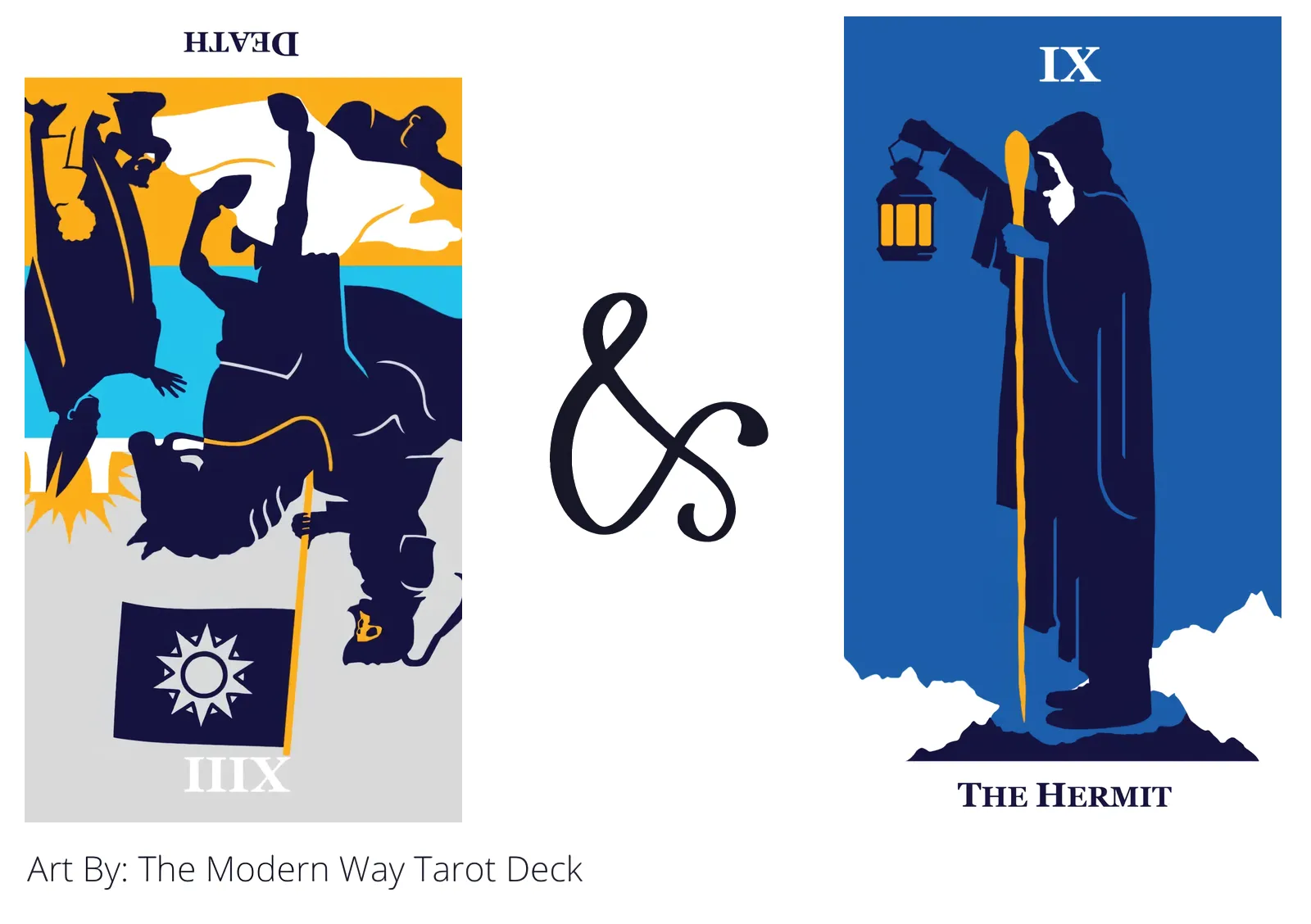 death reversed and the hermit tarot cards together