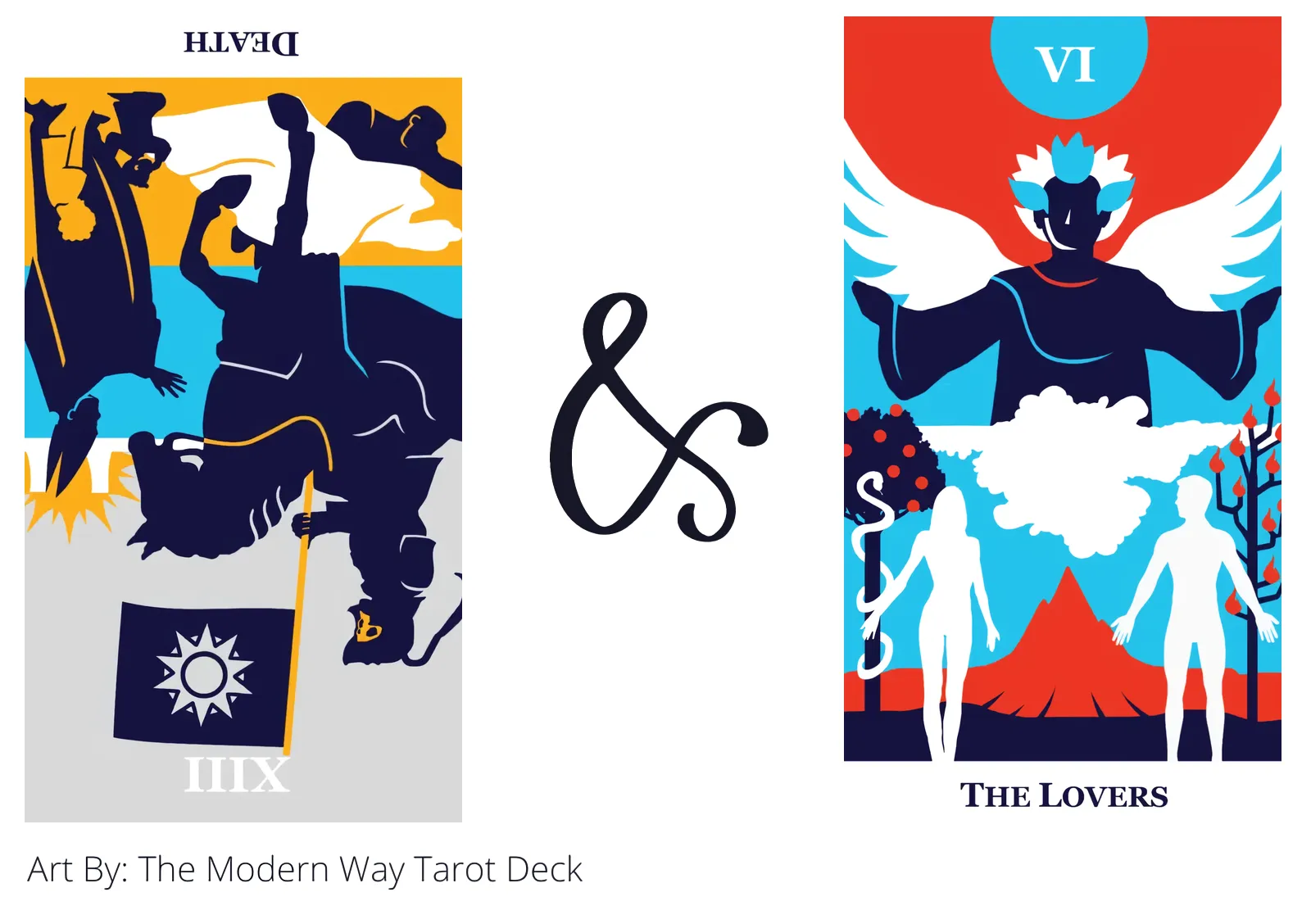 death reversed and the lovers tarot cards together