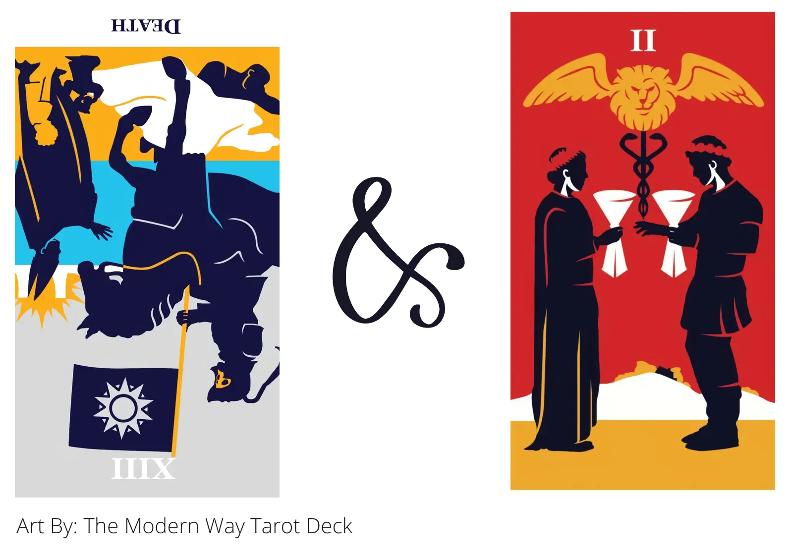 death reversed and two of cups tarot cards together