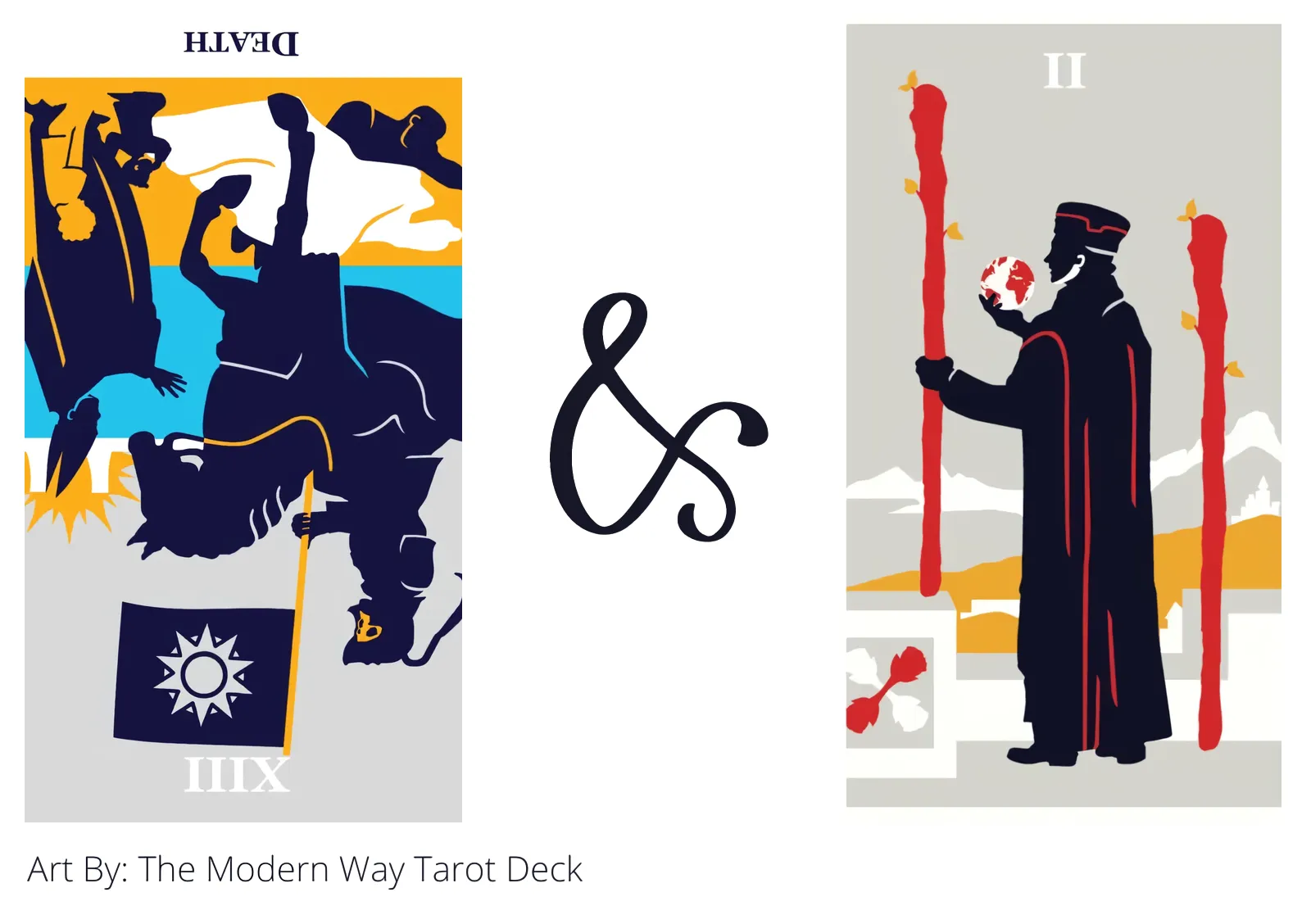death reversed and two of wands tarot cards together
