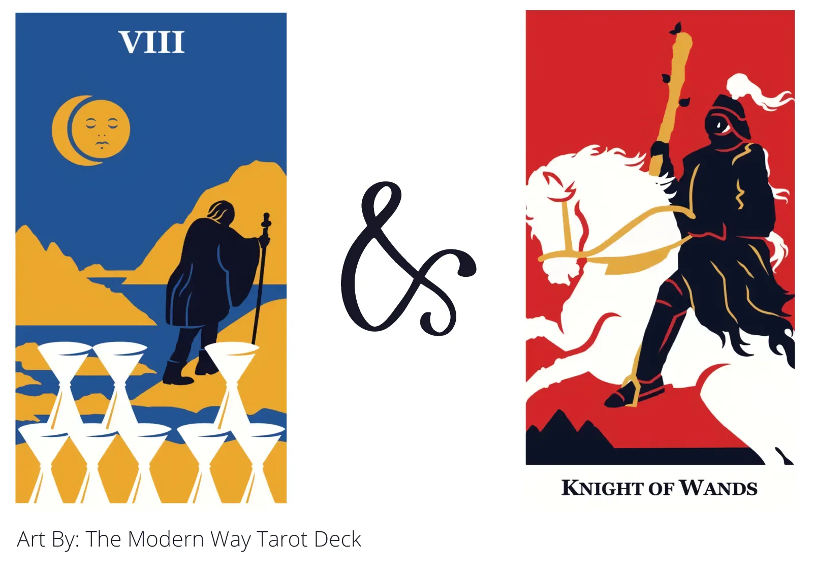 eight of cups and knight of wands tarot cards together