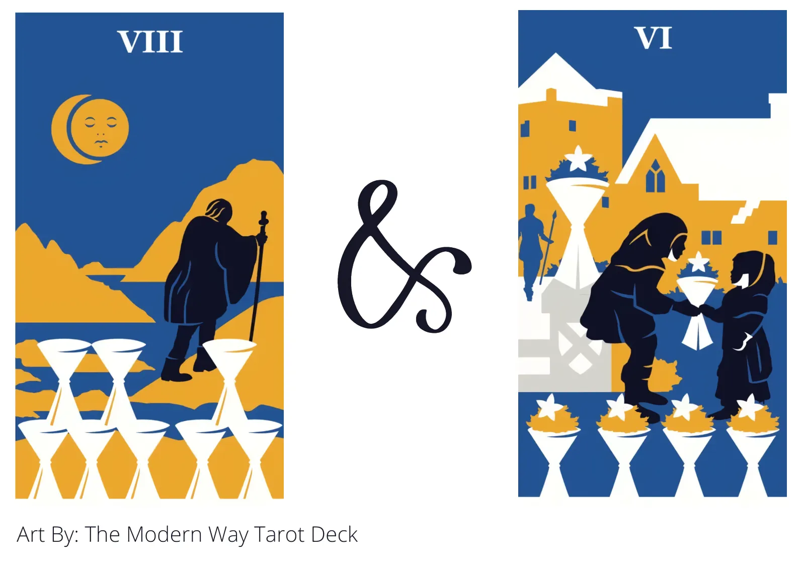 eight of cups and six of cups tarot cards together