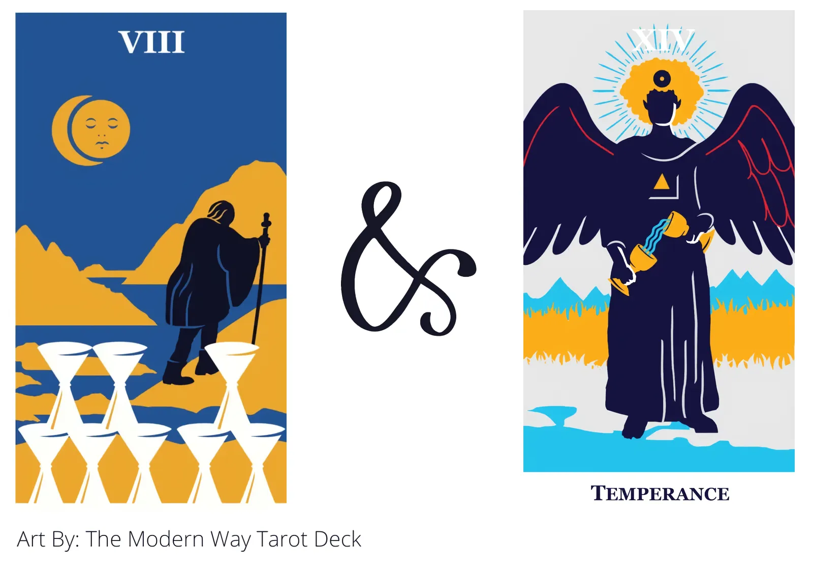 eight of cups and temperance tarot cards together