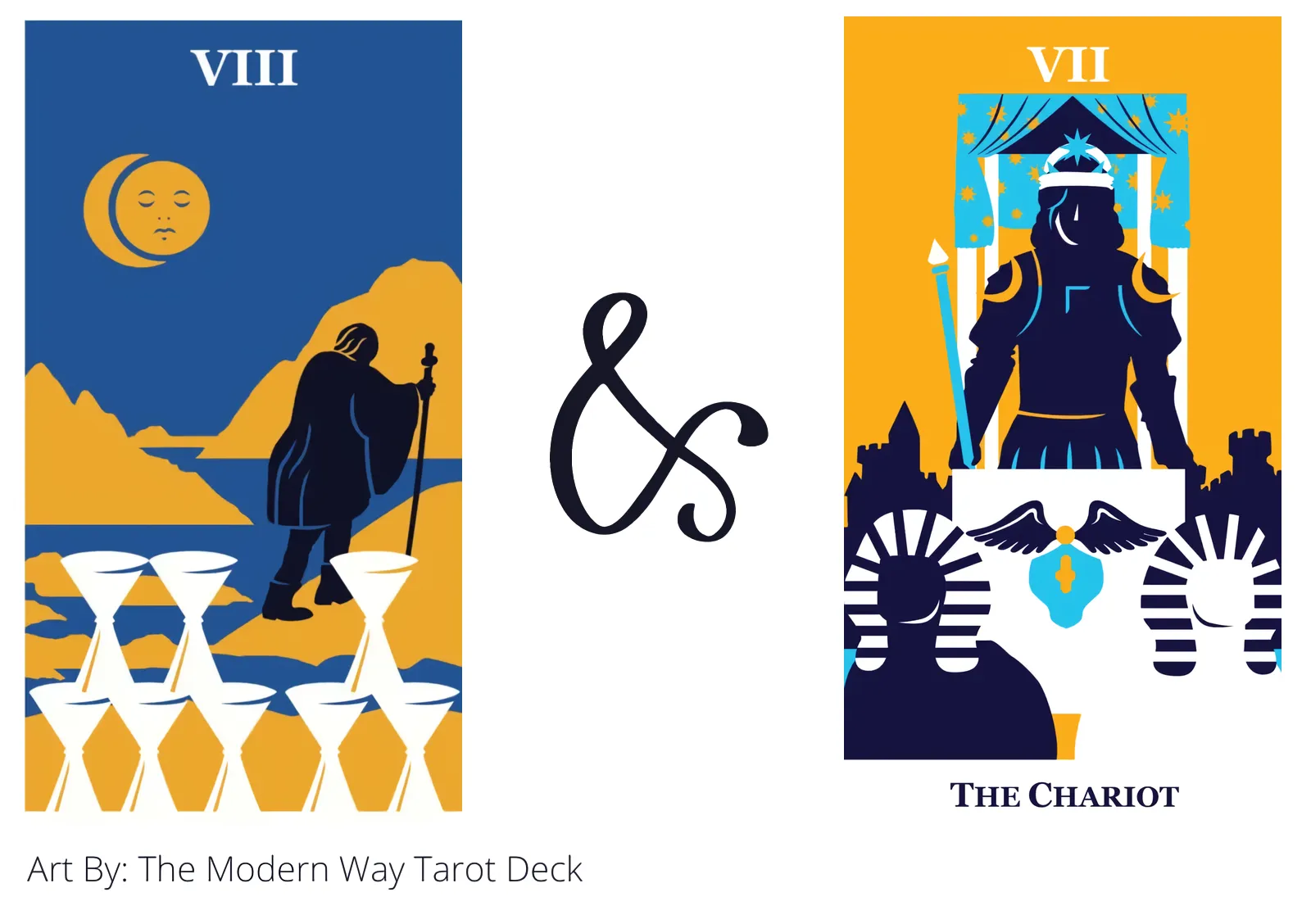 eight of cups and the chariot tarot cards together