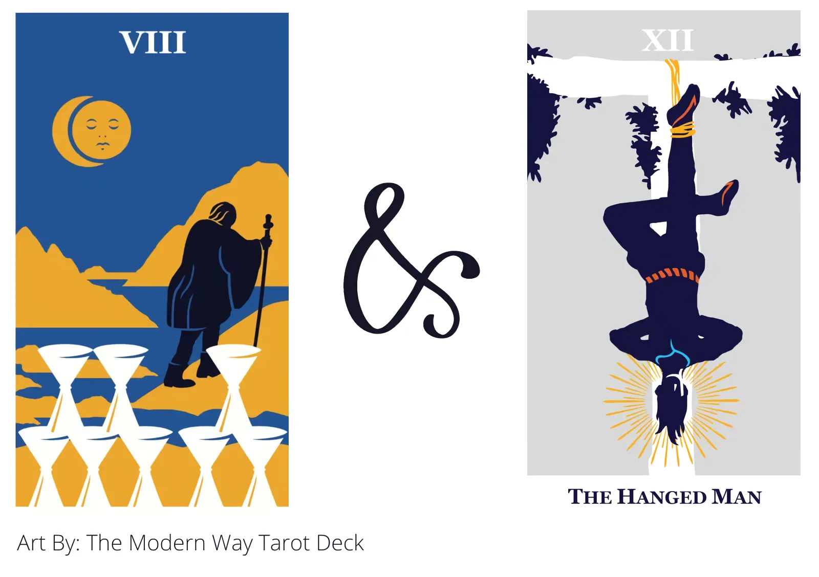 eight of cups and the hanged man tarot cards together