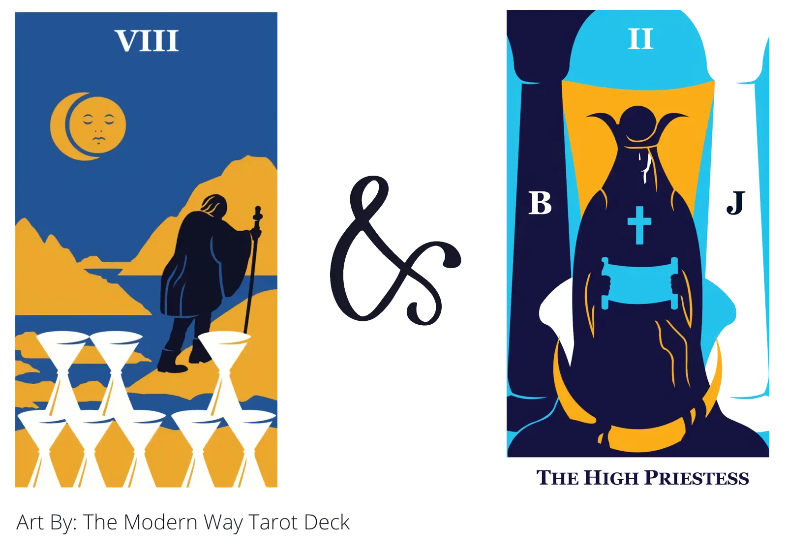 eight of cups and the high priestess tarot cards together