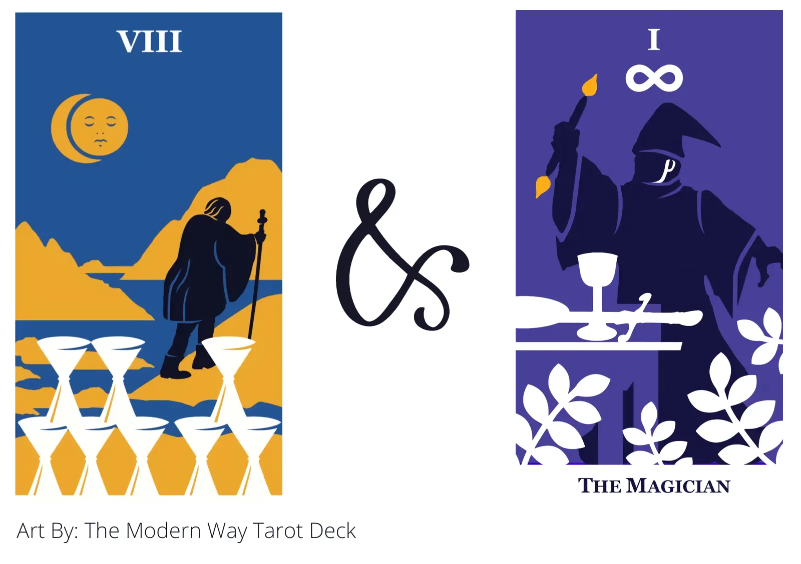 eight of cups and the magician tarot cards together