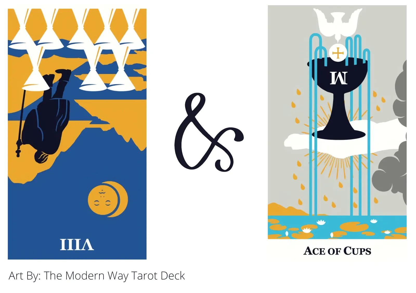 eight of cups reversed and ace of cups tarot cards together