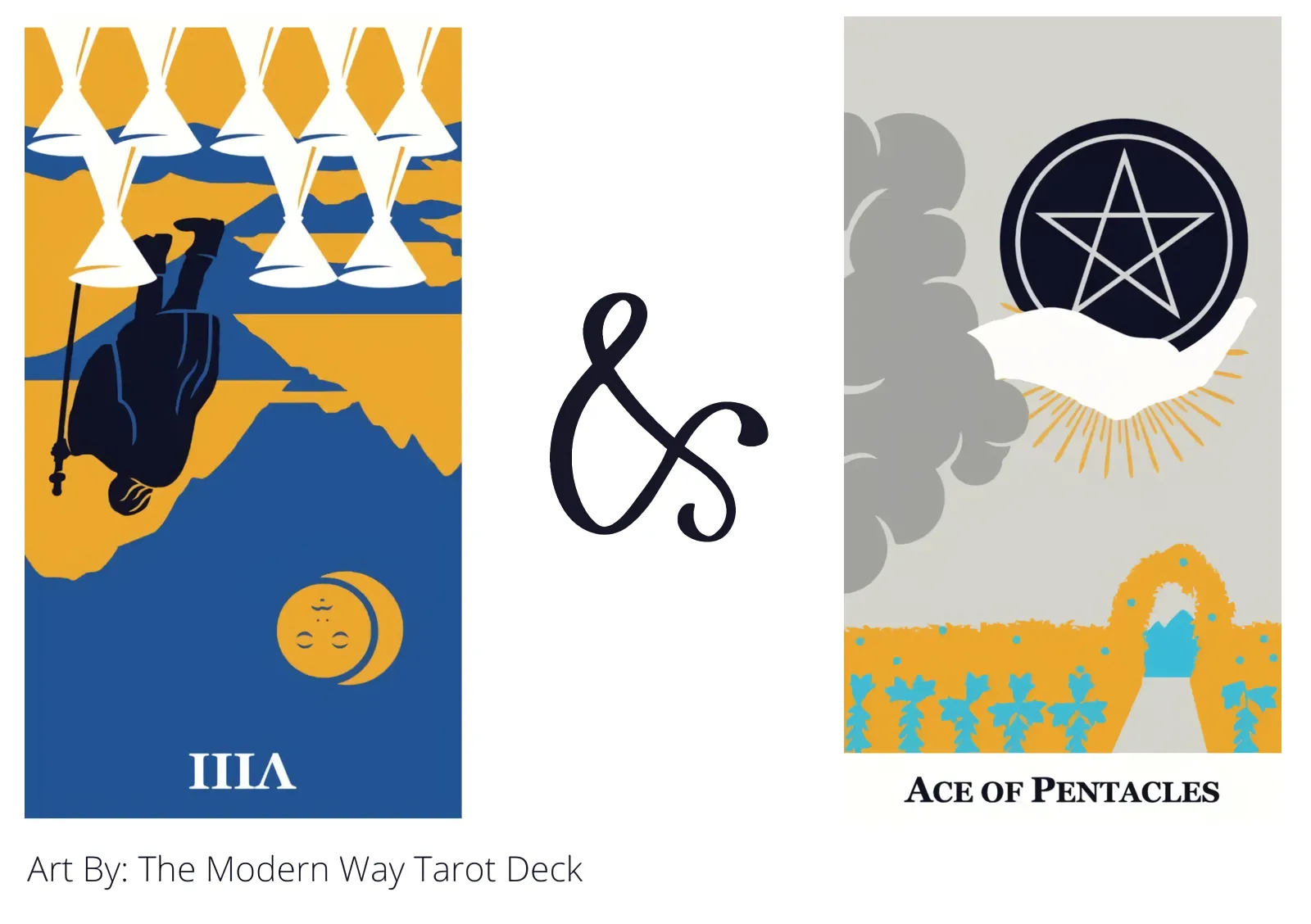 eight of cups reversed and ace of pentacles tarot cards together