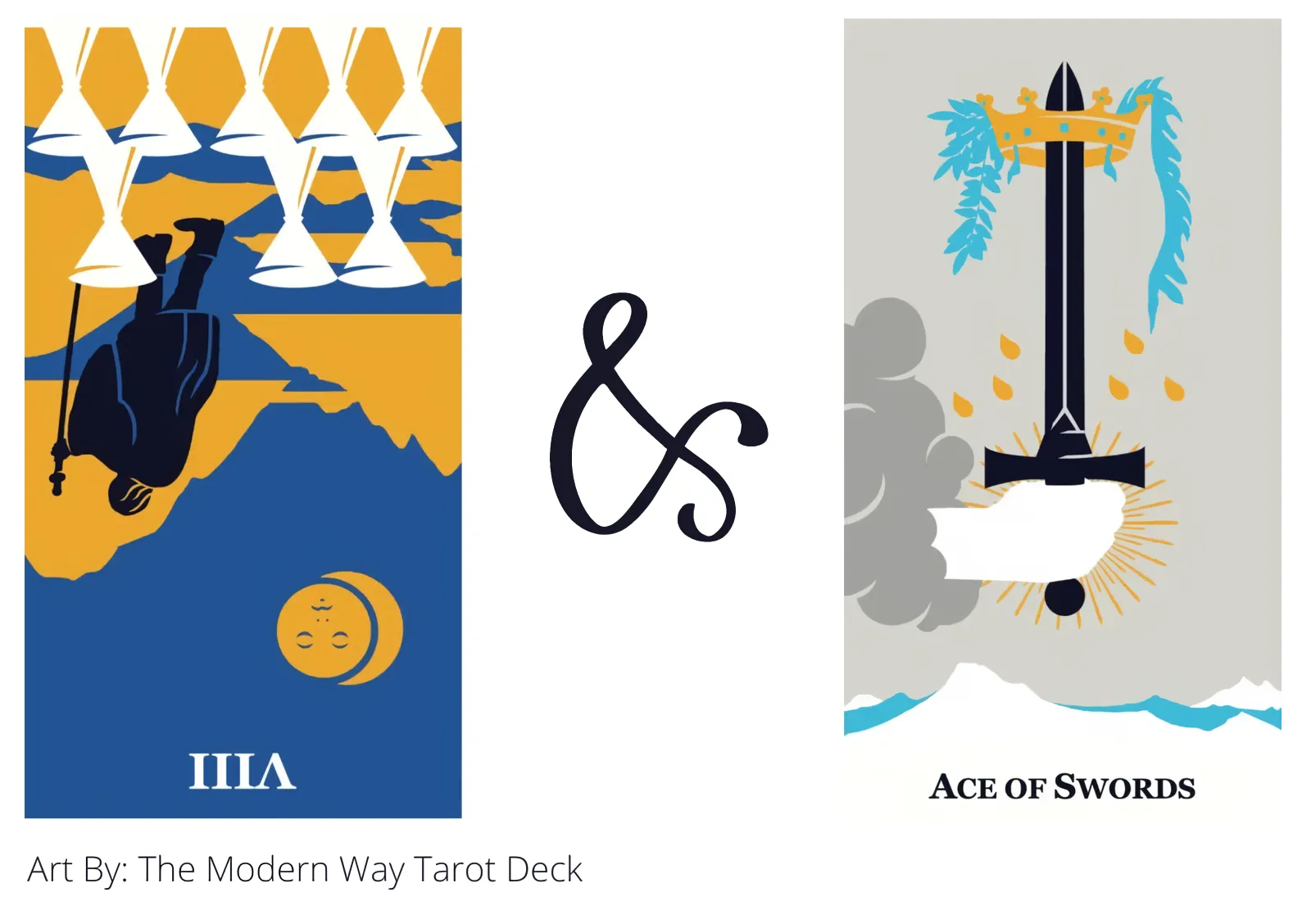 eight of cups reversed and ace of swords tarot cards together