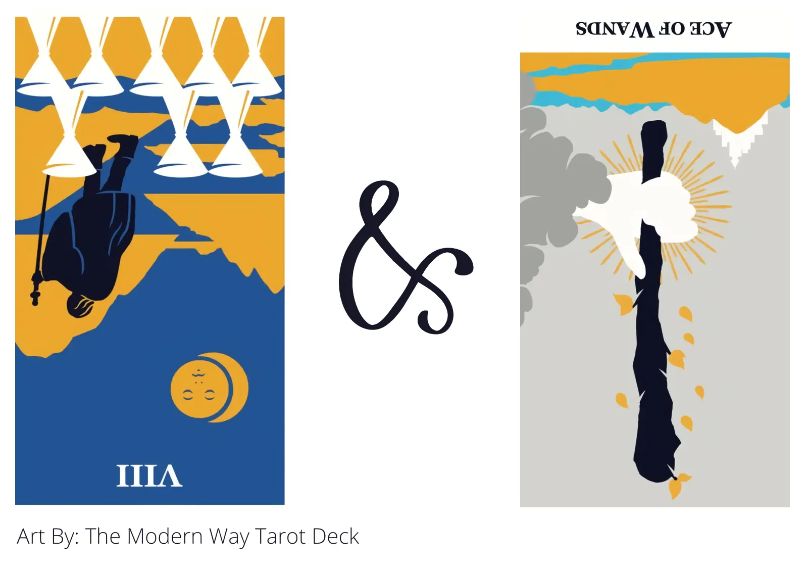 eight of cups reversed and ace of wands reversed tarot cards together