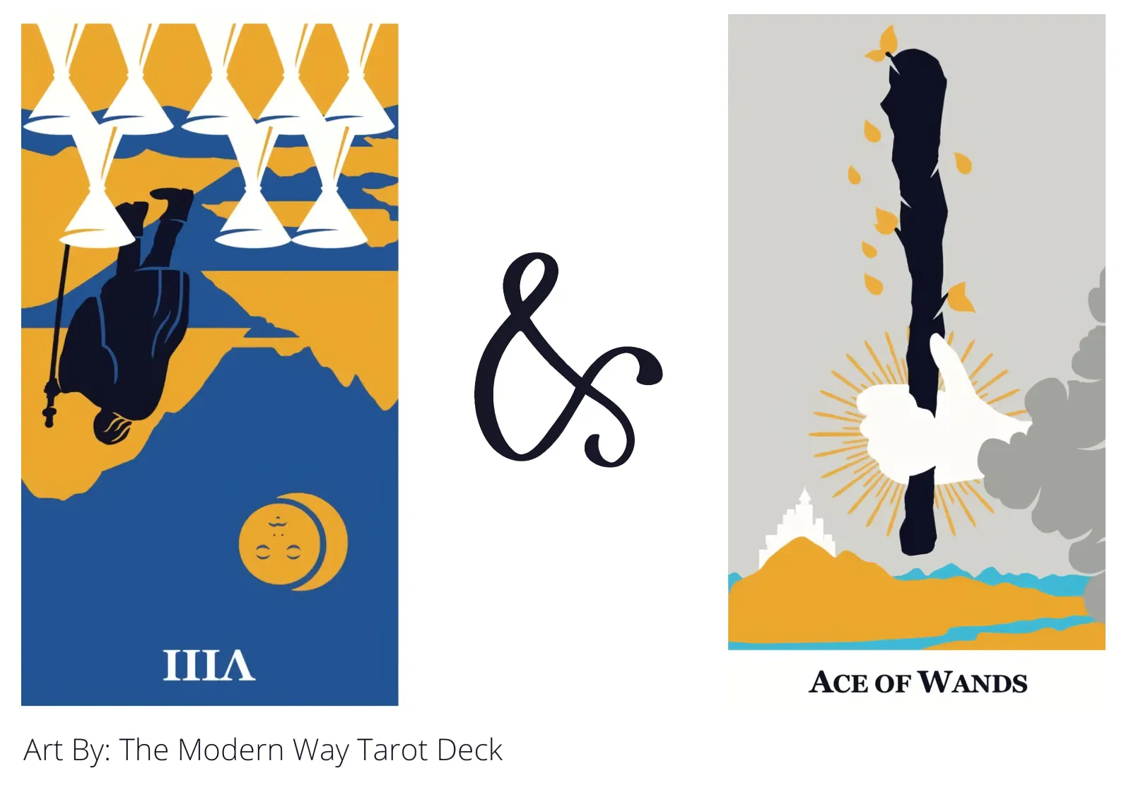 eight of cups reversed and ace of wands tarot cards together