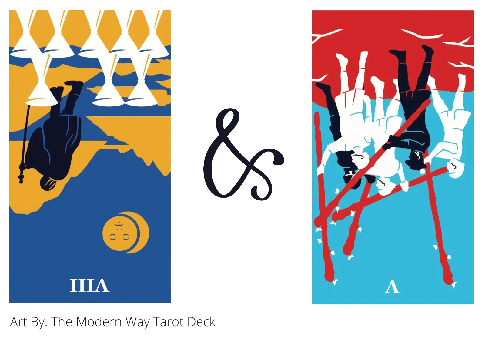 eight of cups reversed and five of wands reversed tarot cards together