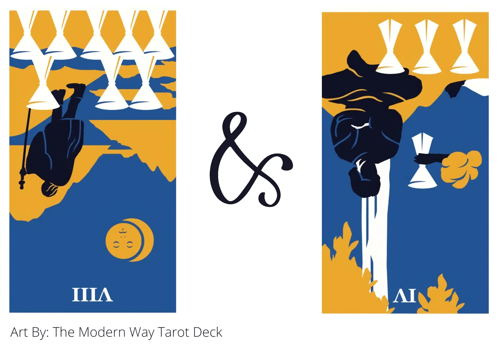 eight of cups reversed and four of cups reversed tarot cards together