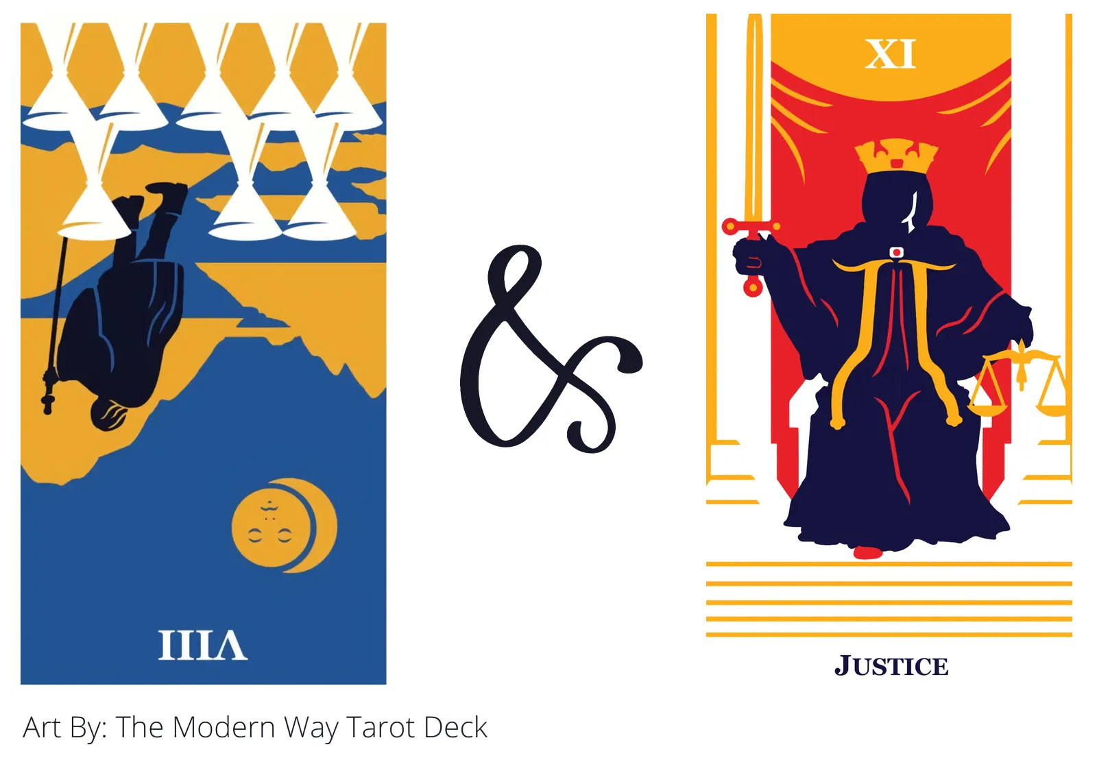 eight of cups reversed and justice tarot cards together