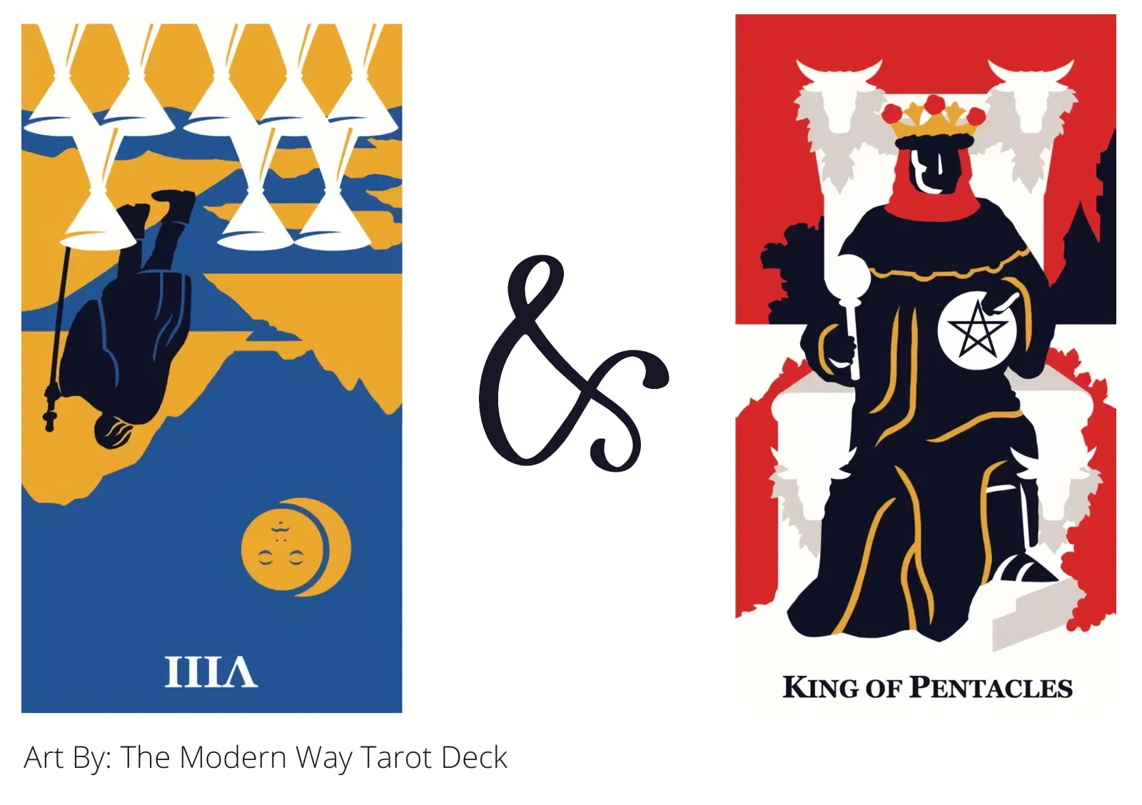 eight of cups reversed and king of pentacles tarot cards together