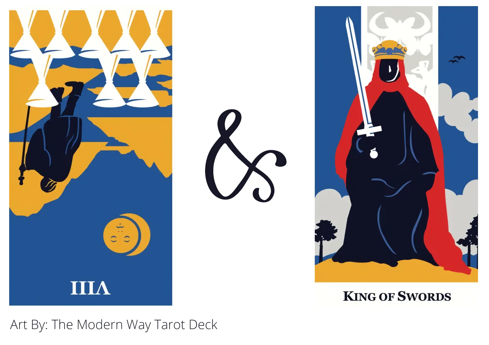 eight of cups reversed and king of swords tarot cards together