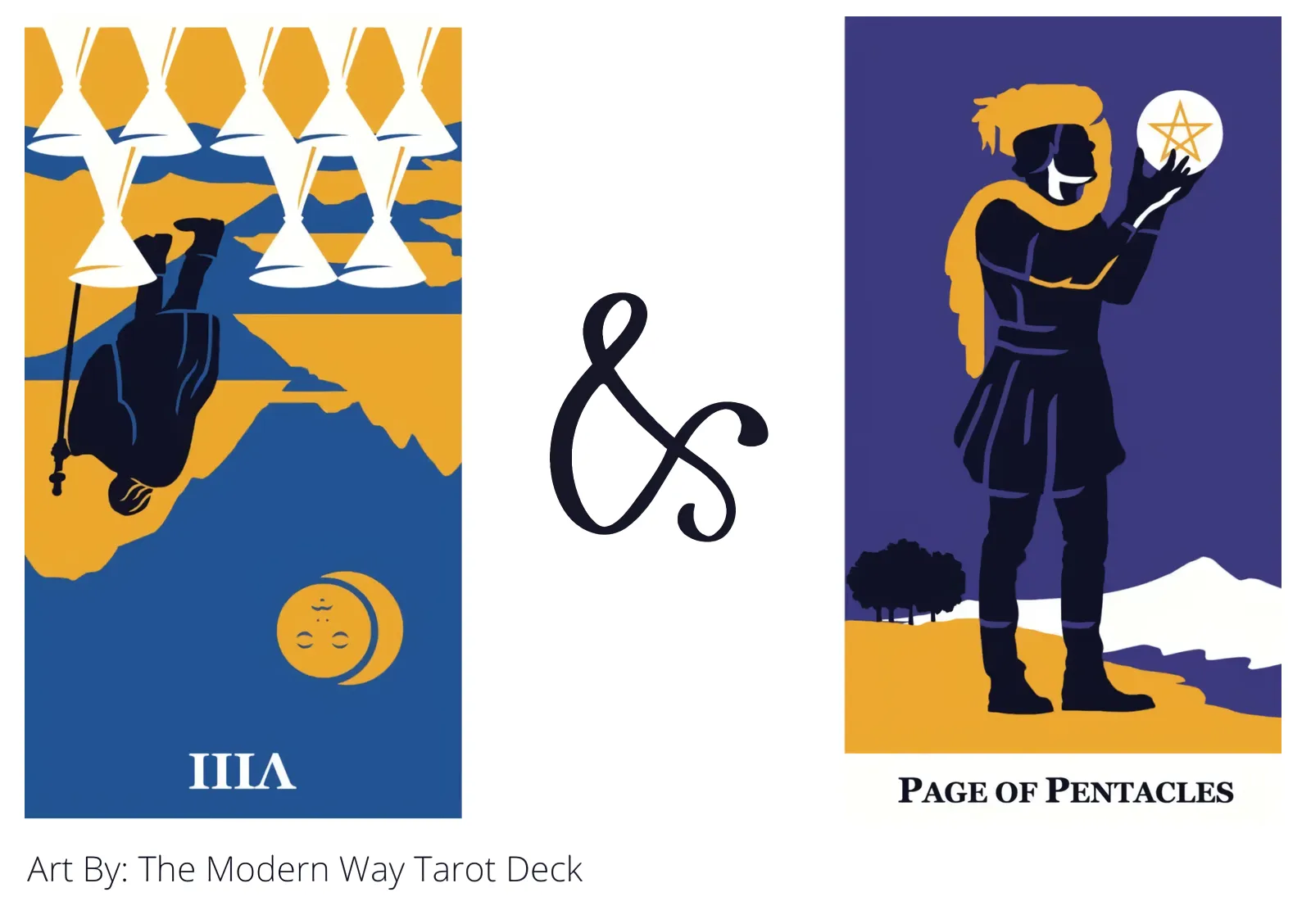 eight of cups reversed and page of pentacles tarot cards together