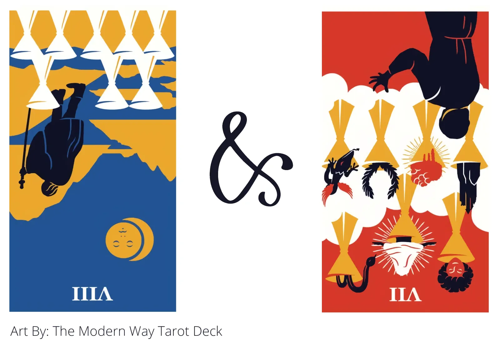 eight of cups reversed and seven of cups reversed tarot cards together