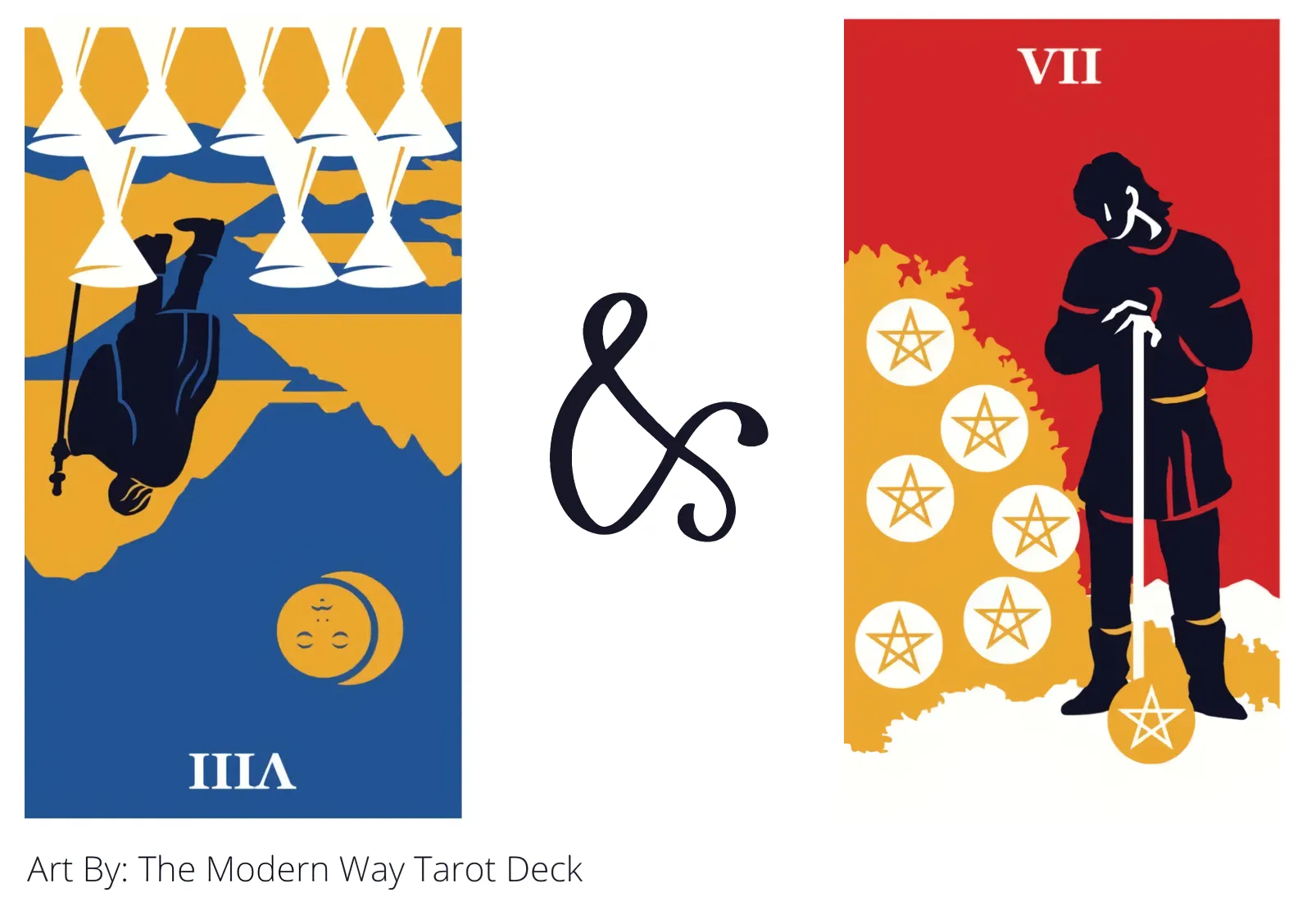 eight of cups reversed and seven of pentacles tarot cards together