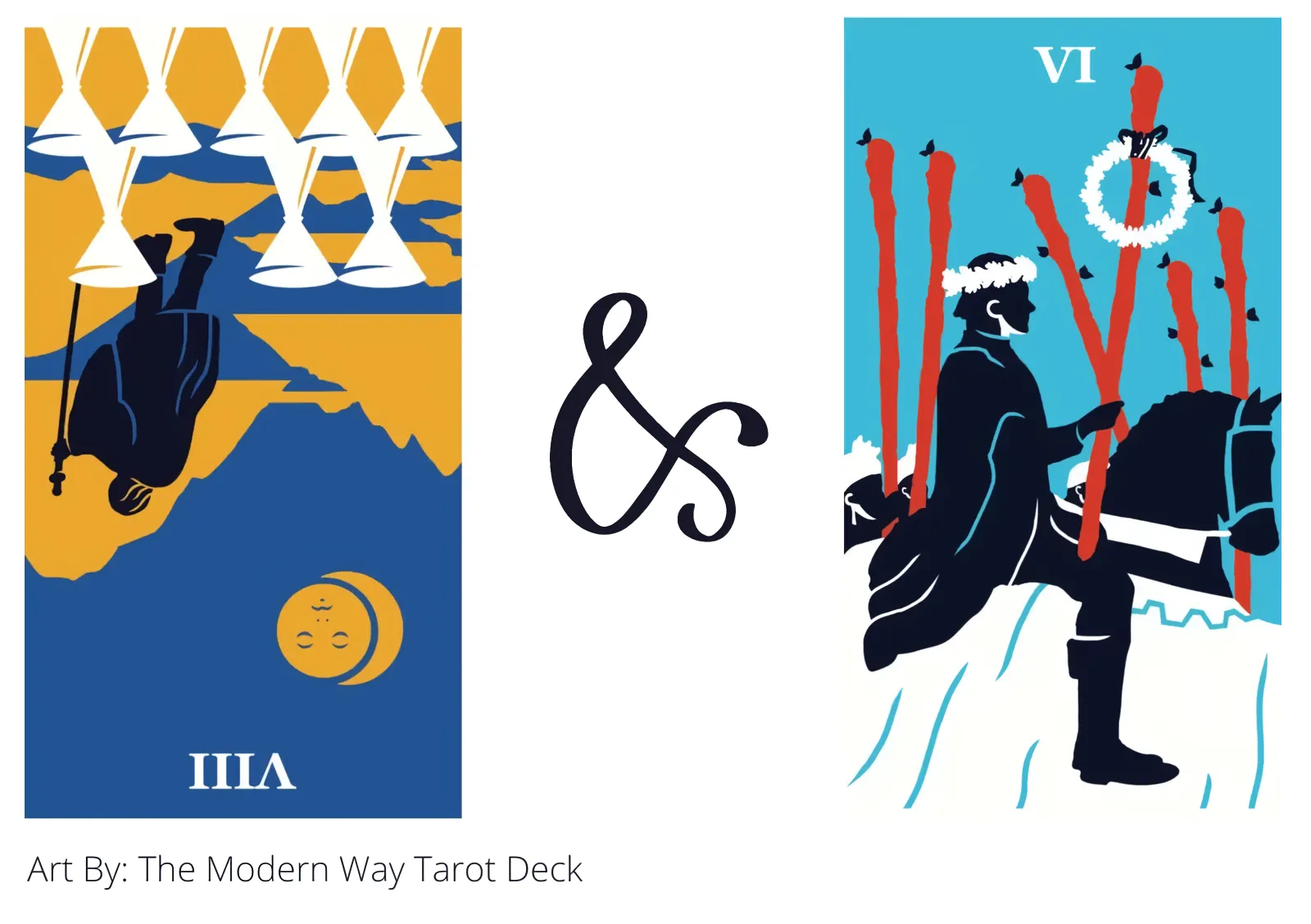 eight of cups reversed and six of wands tarot cards together