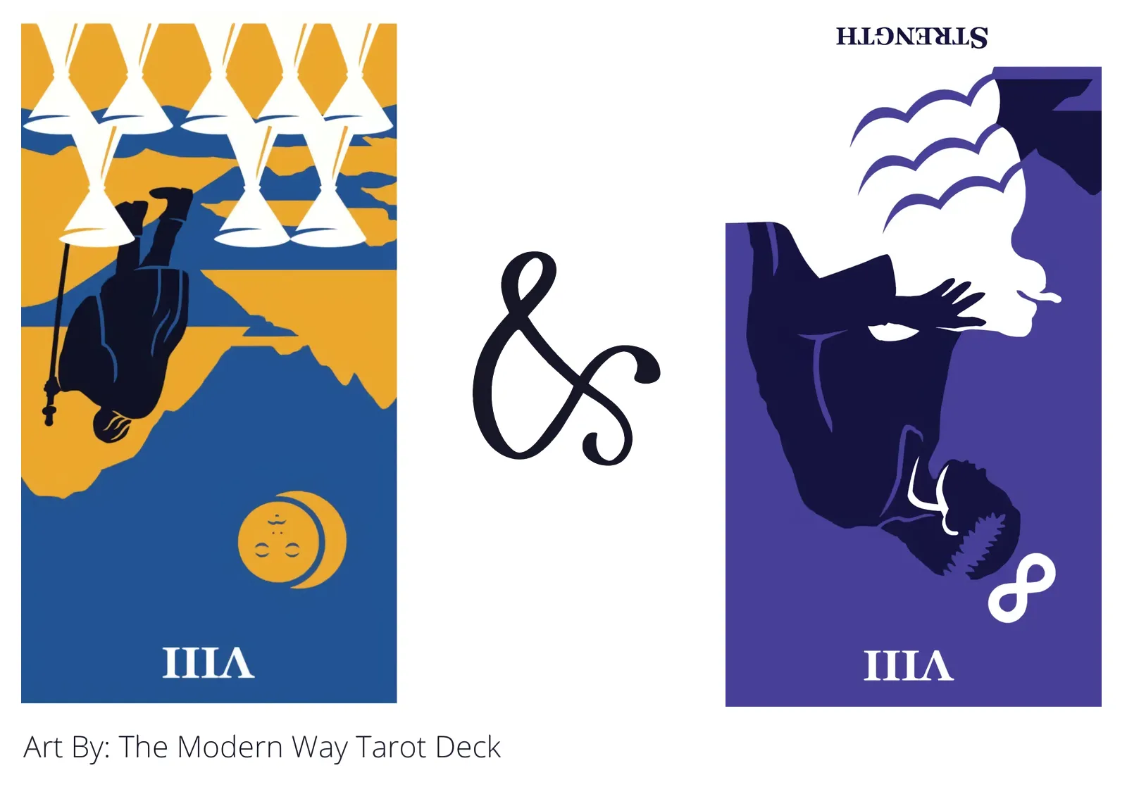 eight of cups reversed and strength reversed tarot cards together