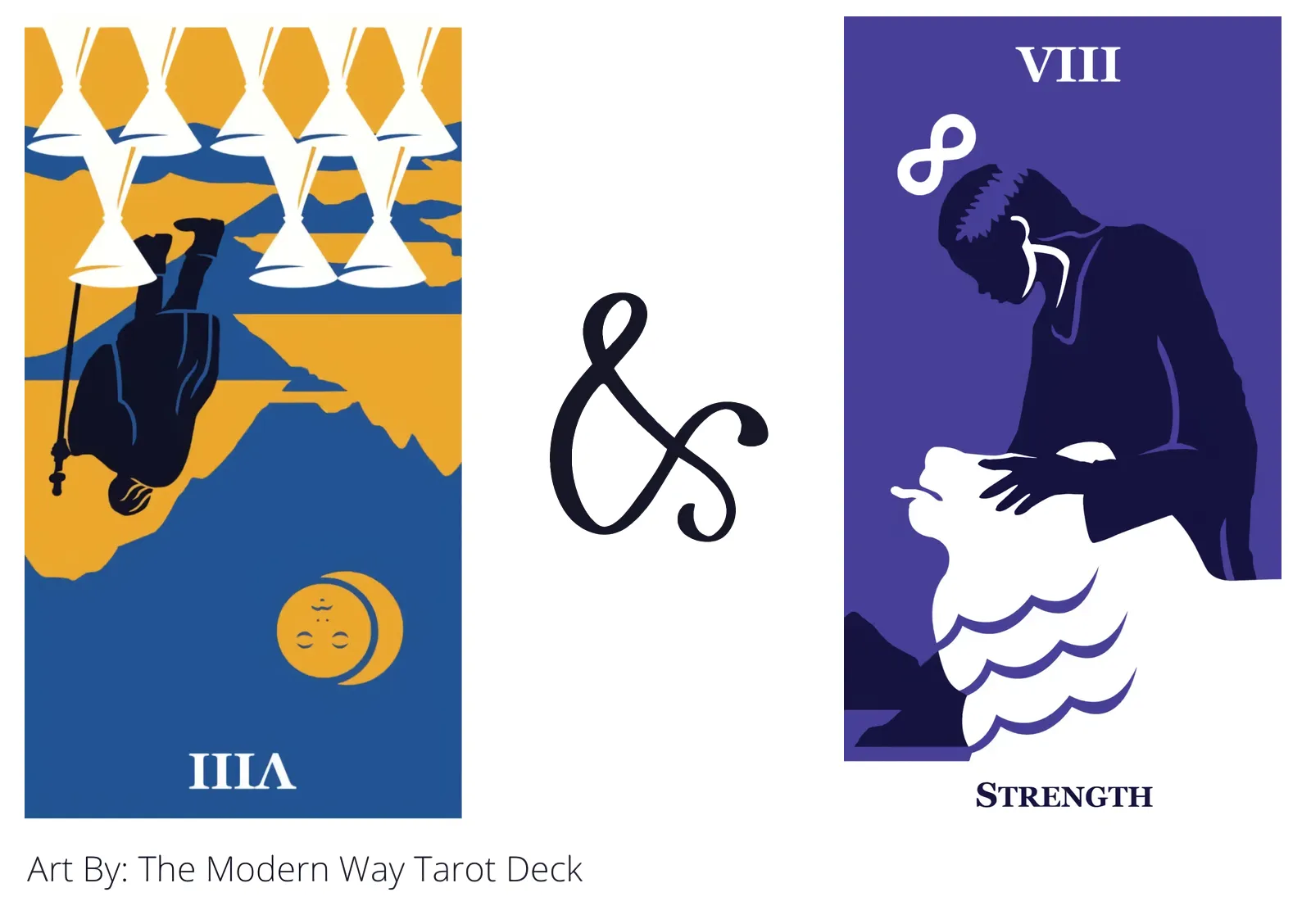 eight of cups reversed and strength tarot cards together
