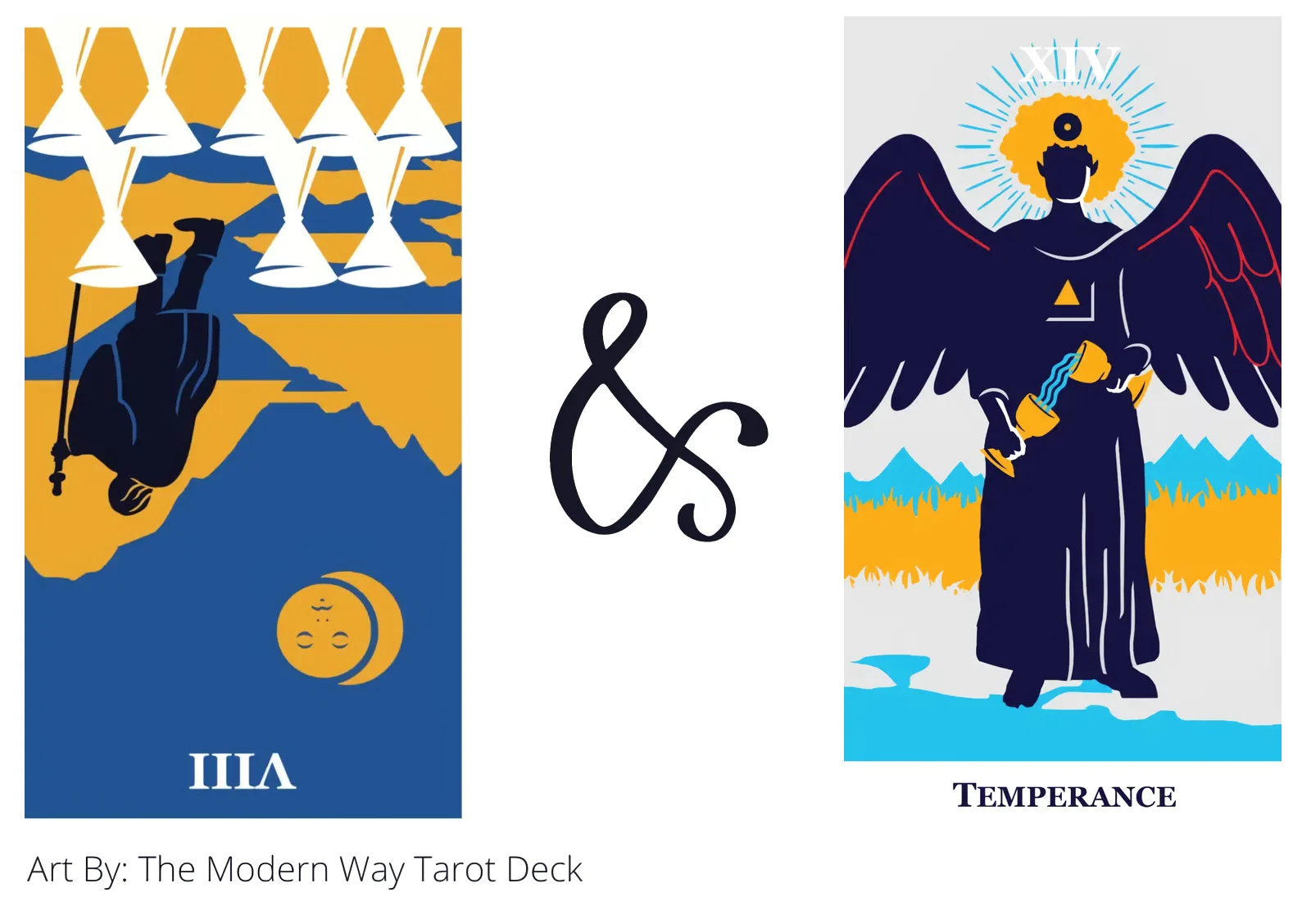 eight of cups reversed and temperance tarot cards together