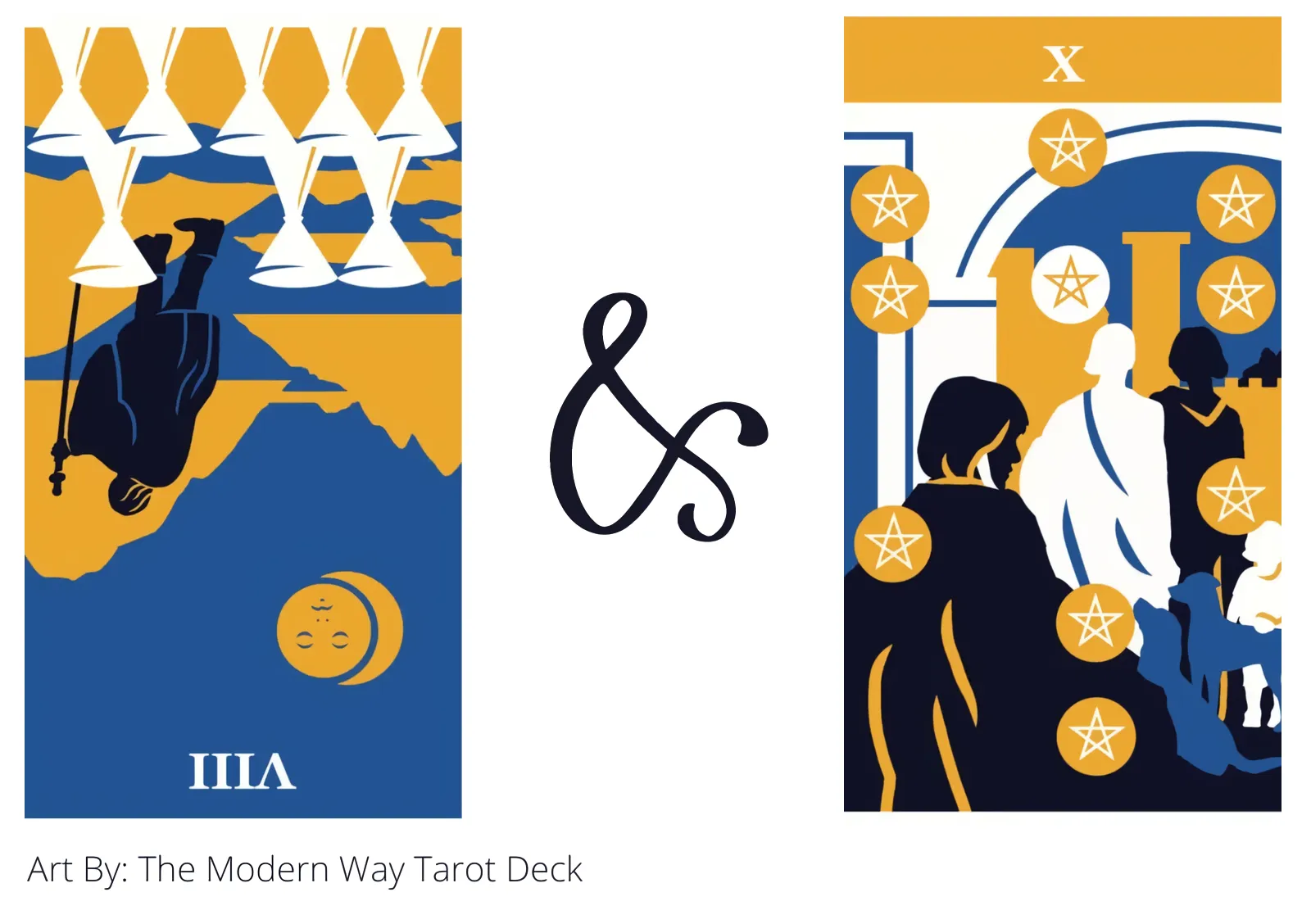 eight of cups reversed and ten of pentacles tarot cards together