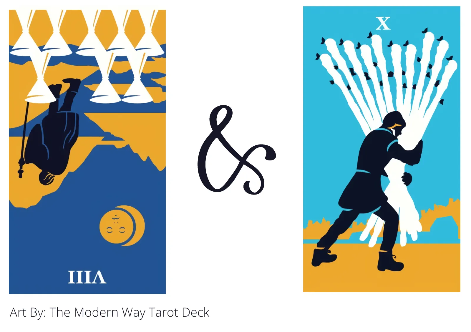 eight of cups reversed and ten of wands tarot cards together