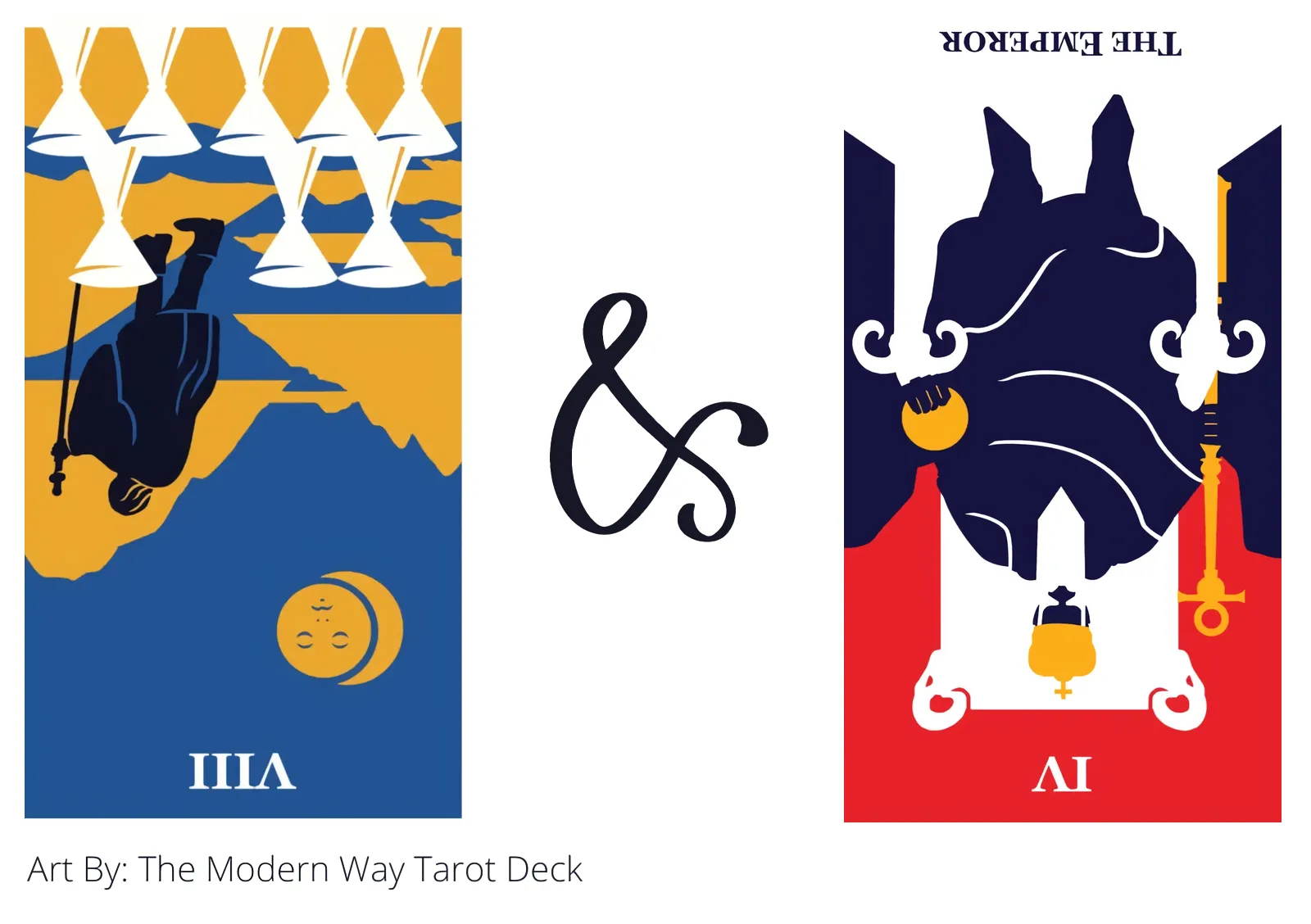 eight of cups reversed and the emperor reversed tarot cards together