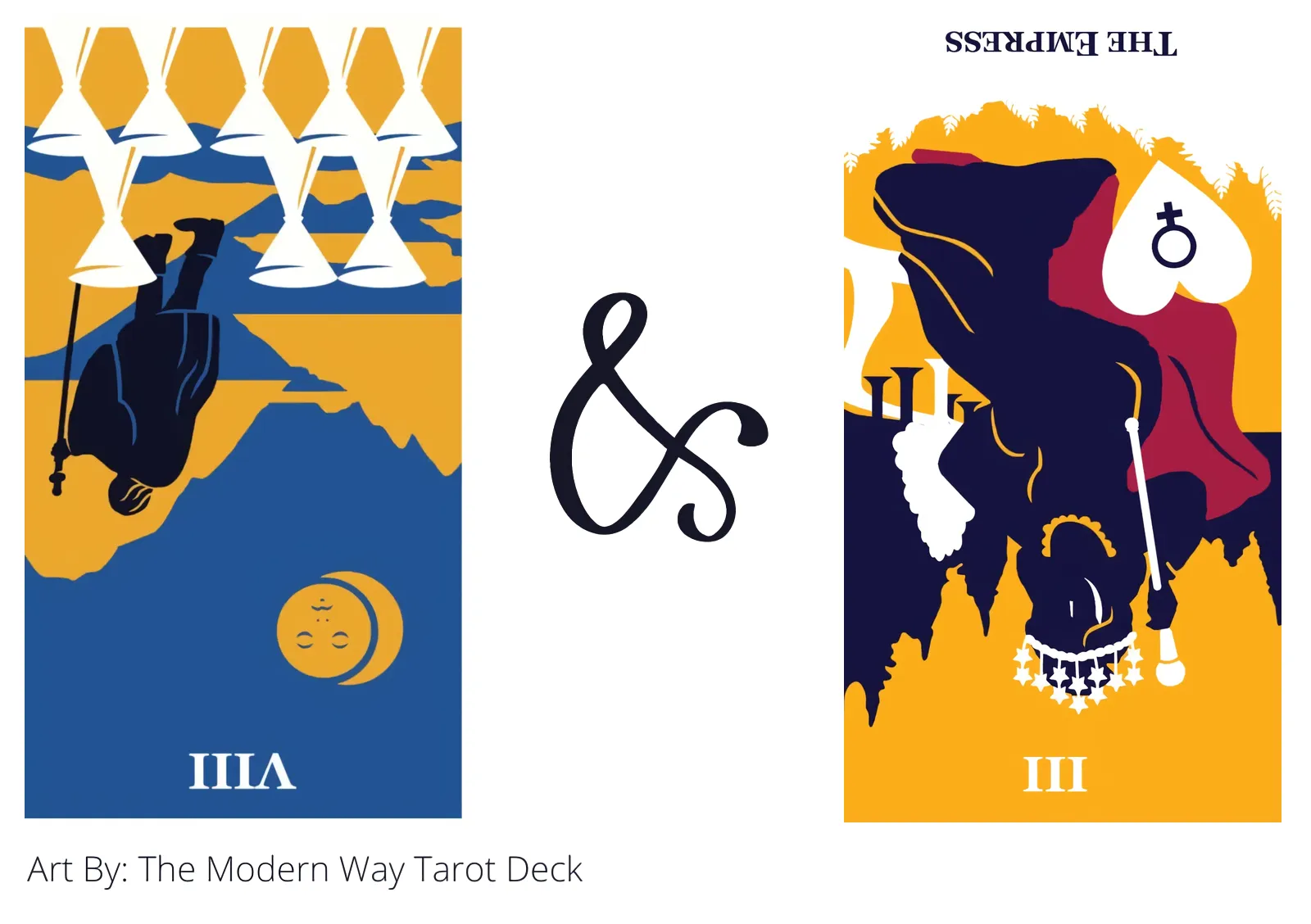 eight of cups reversed and the empress reversed tarot cards together