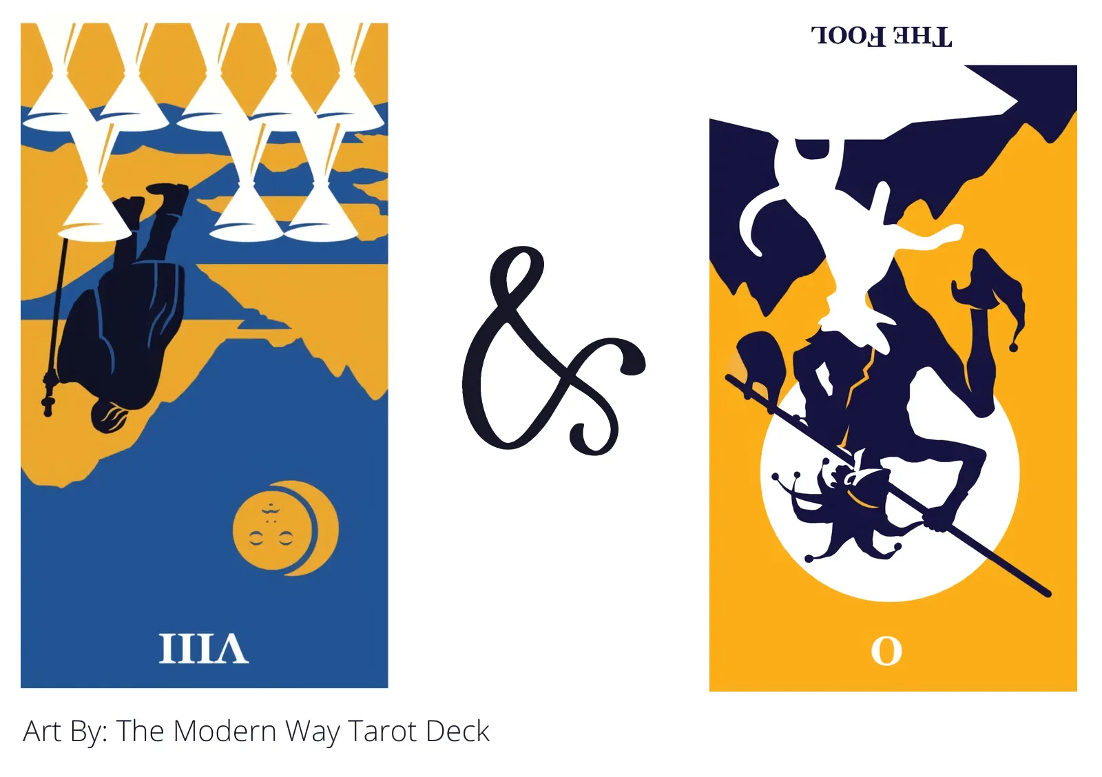 eight of cups reversed and the fool reversed tarot cards together